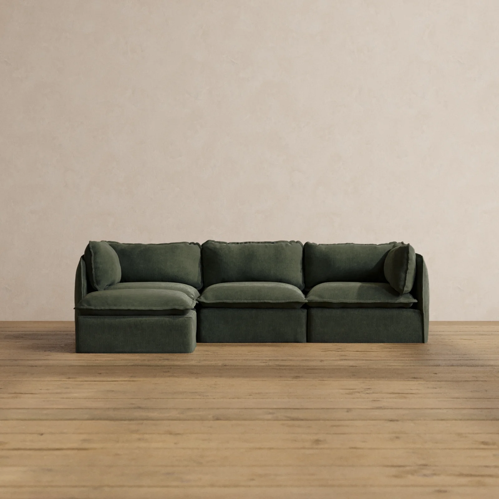 Slipcover Only - Modular Washable 3-Seater Sectional in Olivine