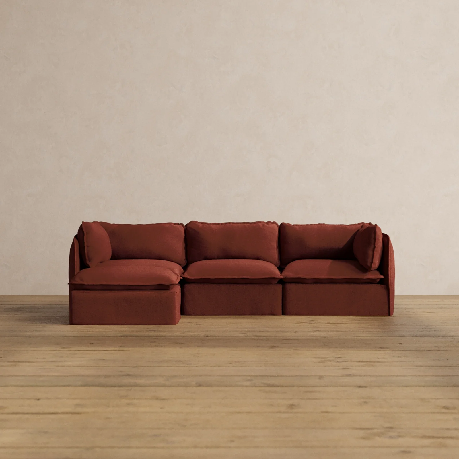 Slipcover Only - Modular Washable 3-Seater Sectional in Rust