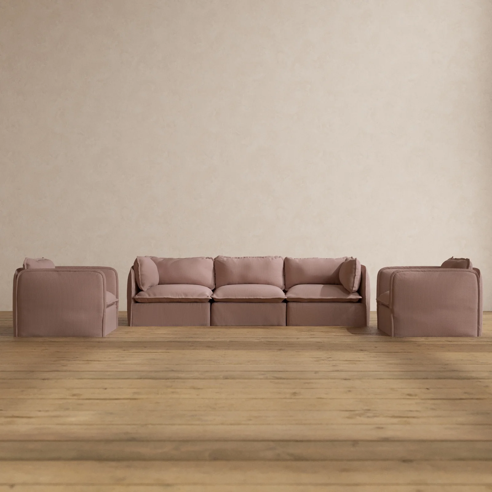 Slipcover Only - Modular Washable 3-Seater Sofa + Armchair Set in Sakura