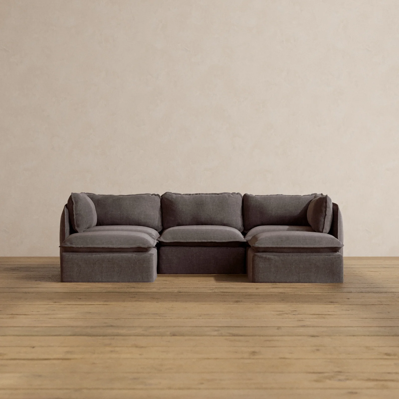 Slipcover Only - Modular Washable 3-Seater U-Sectional in Caviar