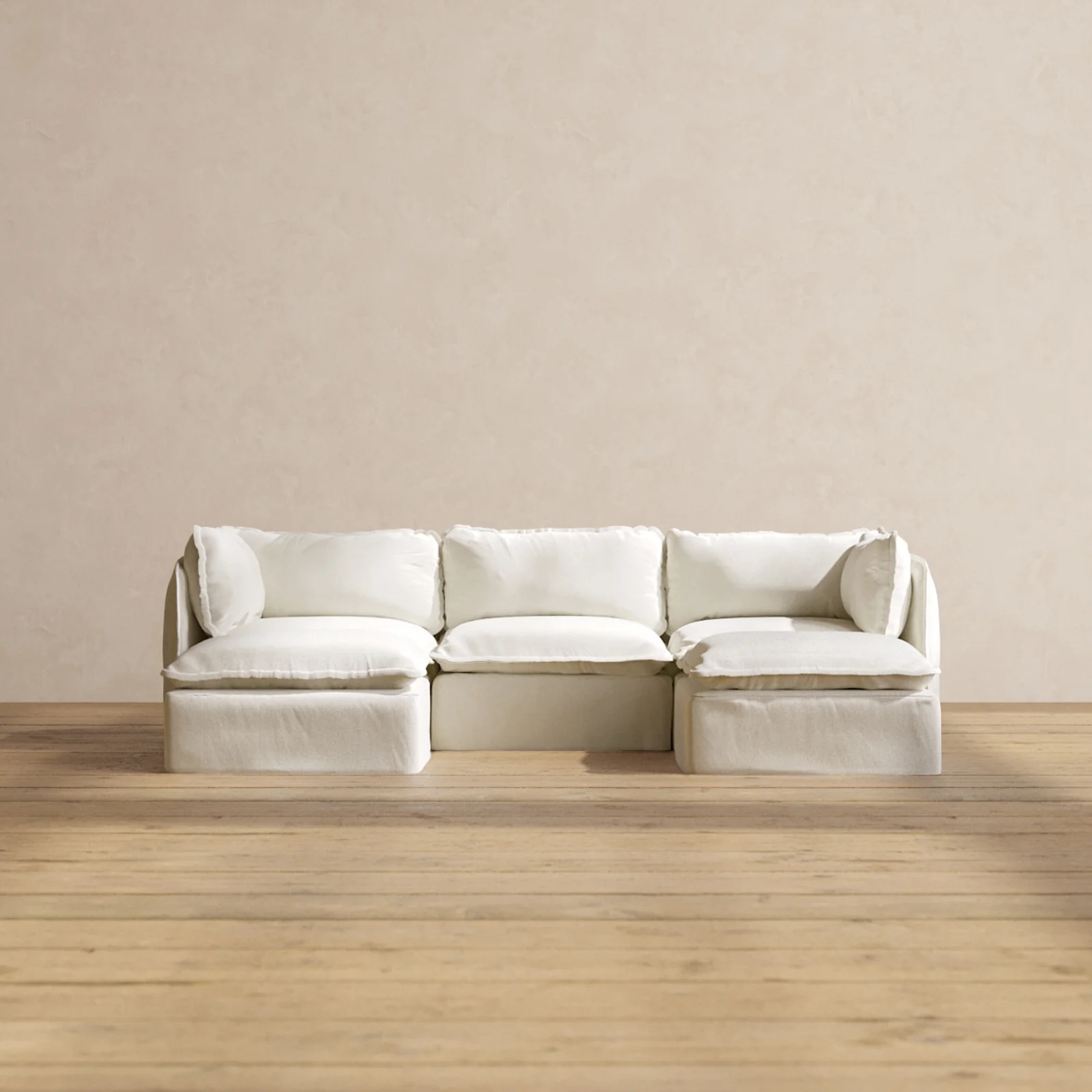 Slipcover Only - Modular Washable 3-Seater U-Sectional in Eggshell