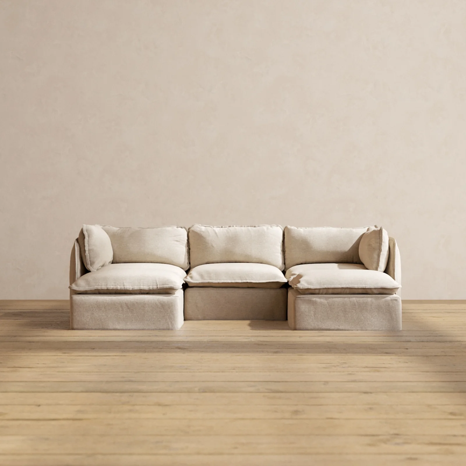 Slipcover Only - Modular Washable 3-Seater U-Sectional in Oat