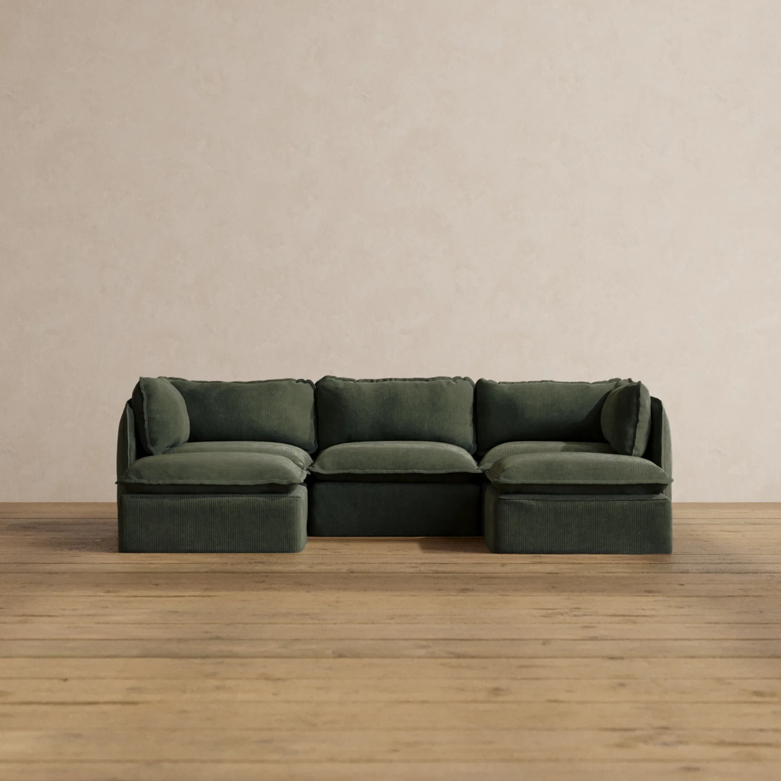 Slipcover Only - Modular Washable 3-Seater U-Sectional in Olivine
