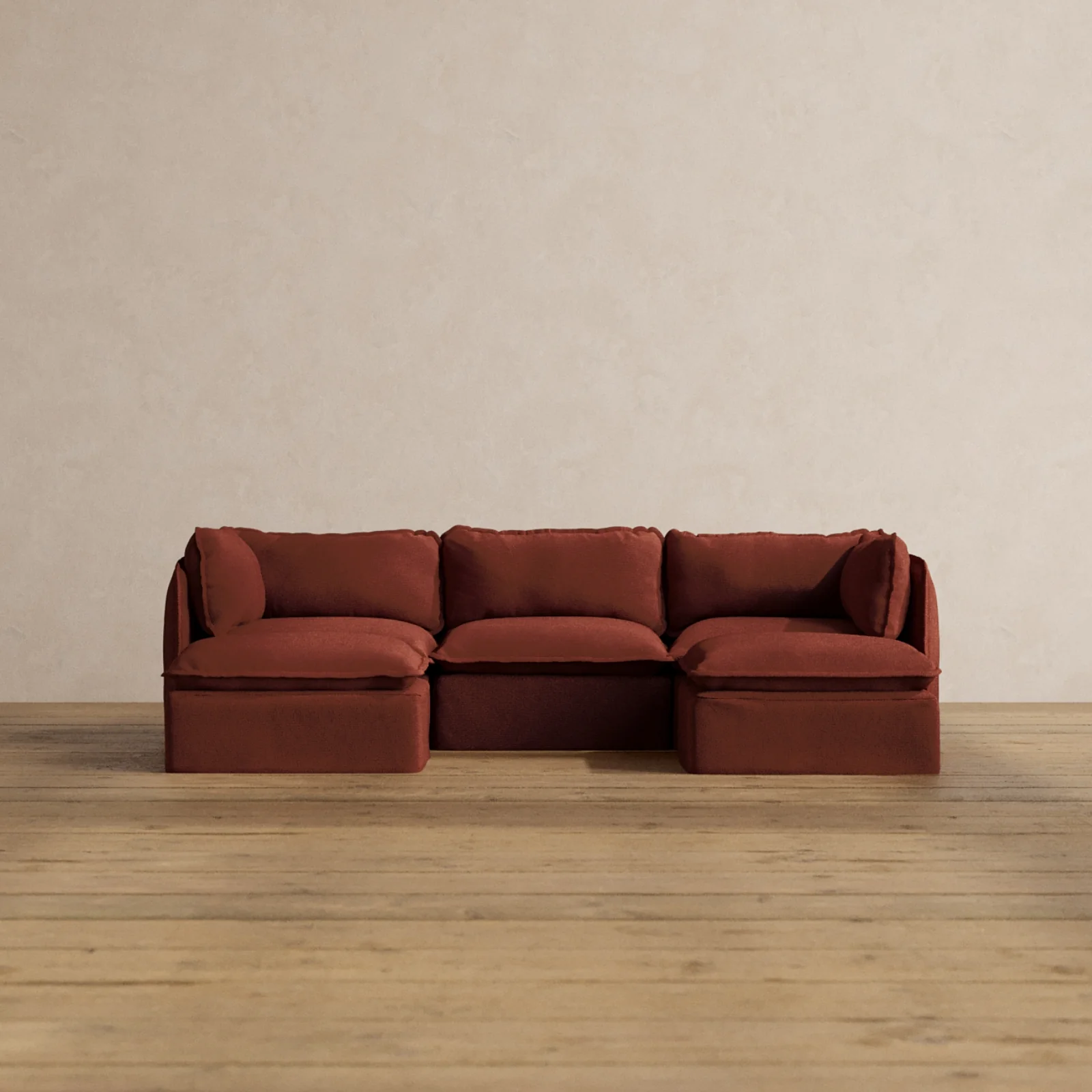 Slipcover Only - Modular Washable 3-Seater U-Sectional in Rust