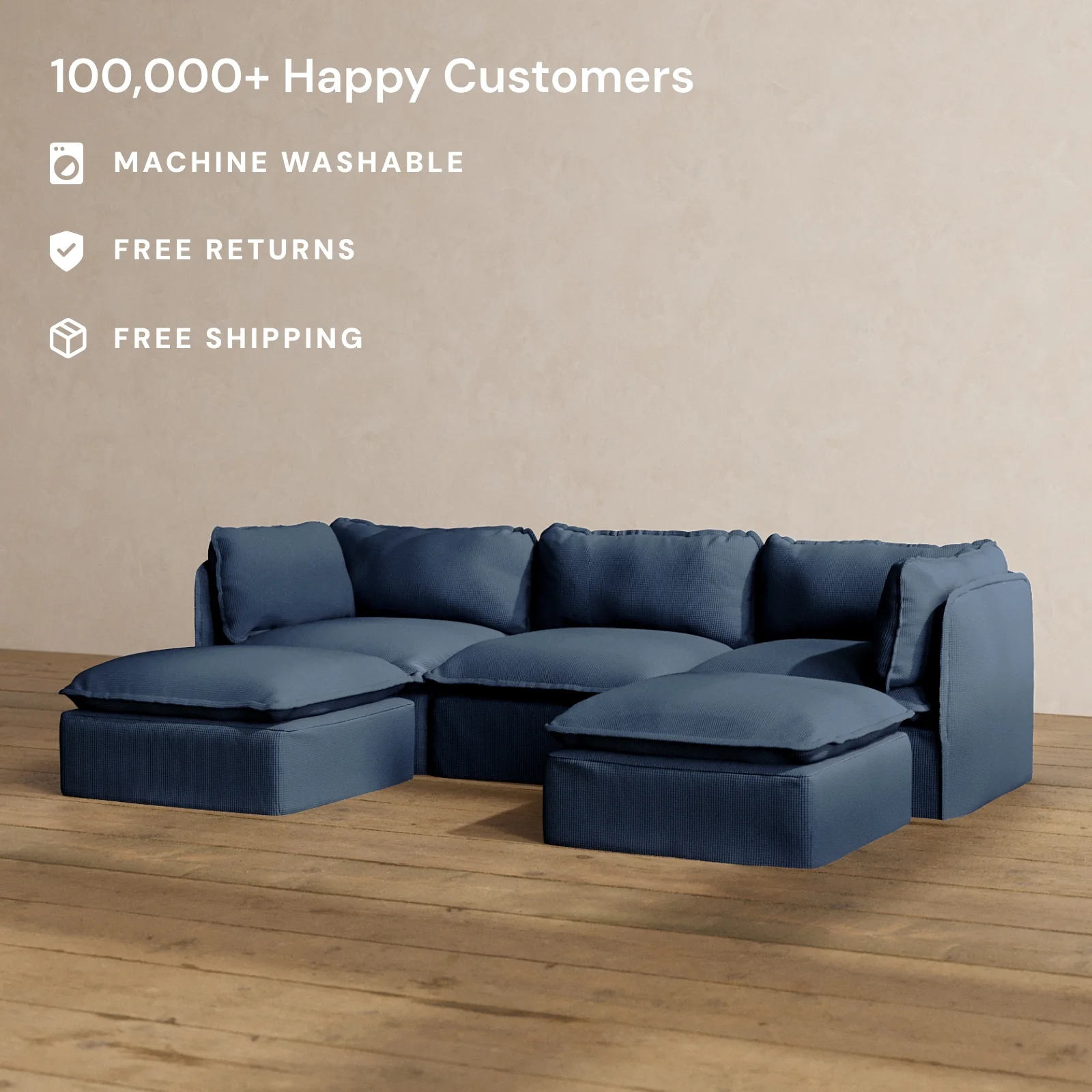 Slipcover Only - Modular Washable 3-Seater U-Sectional in Sumi - Image 2