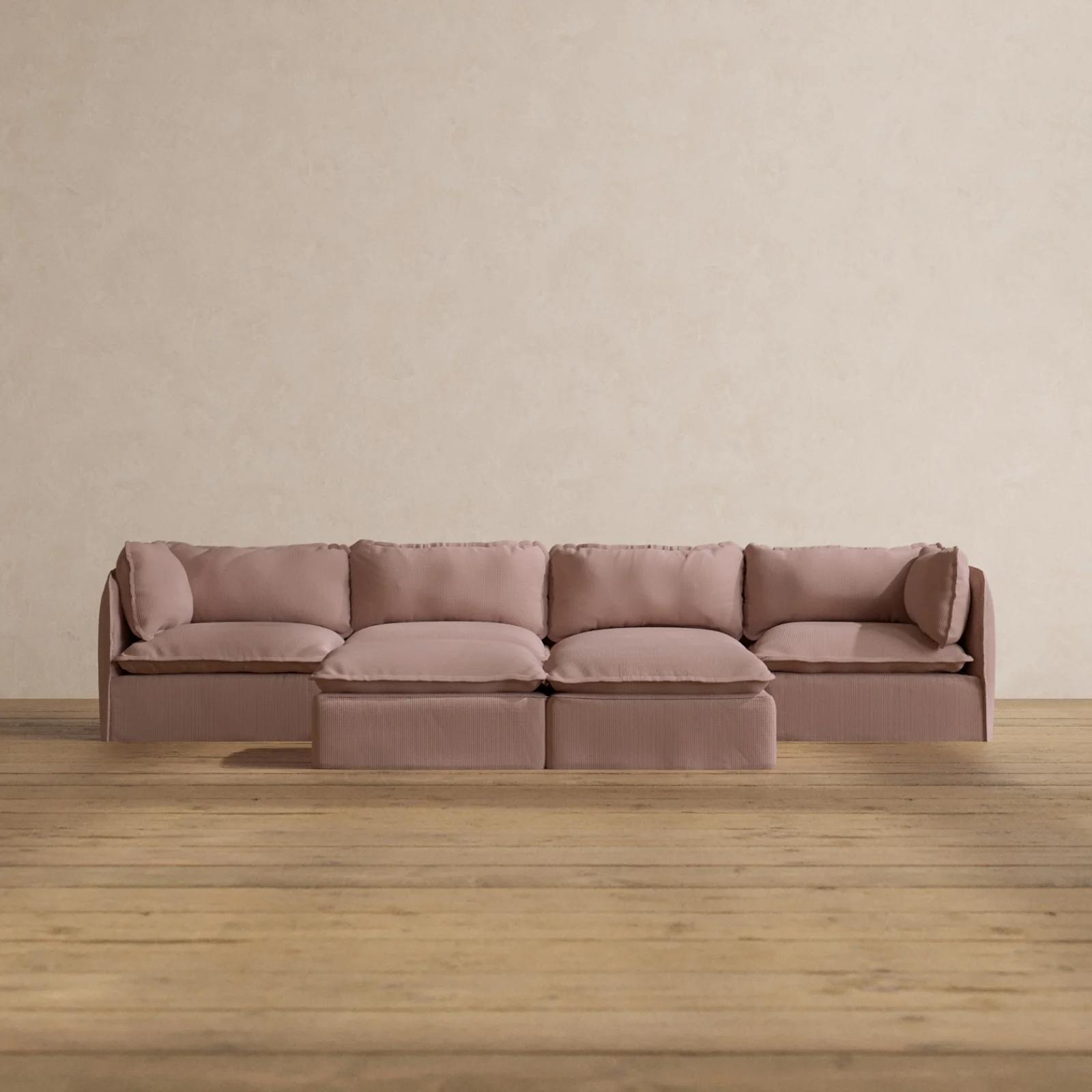 Slipcover Only - Modular Washable 4-Seater + Bench Ottoman in Sakura