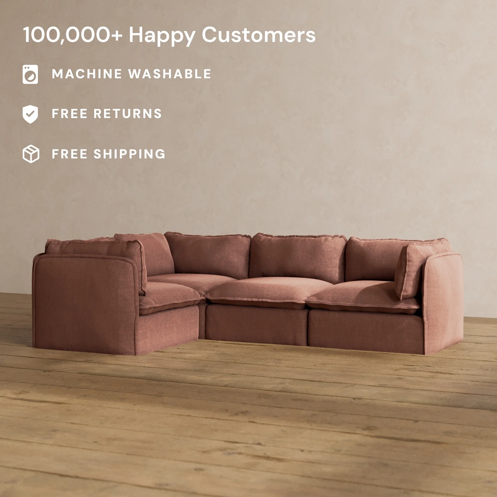 Slipcover Only - Modular Washable 4-Seater Corner Sectional in Chestnut - Image 2