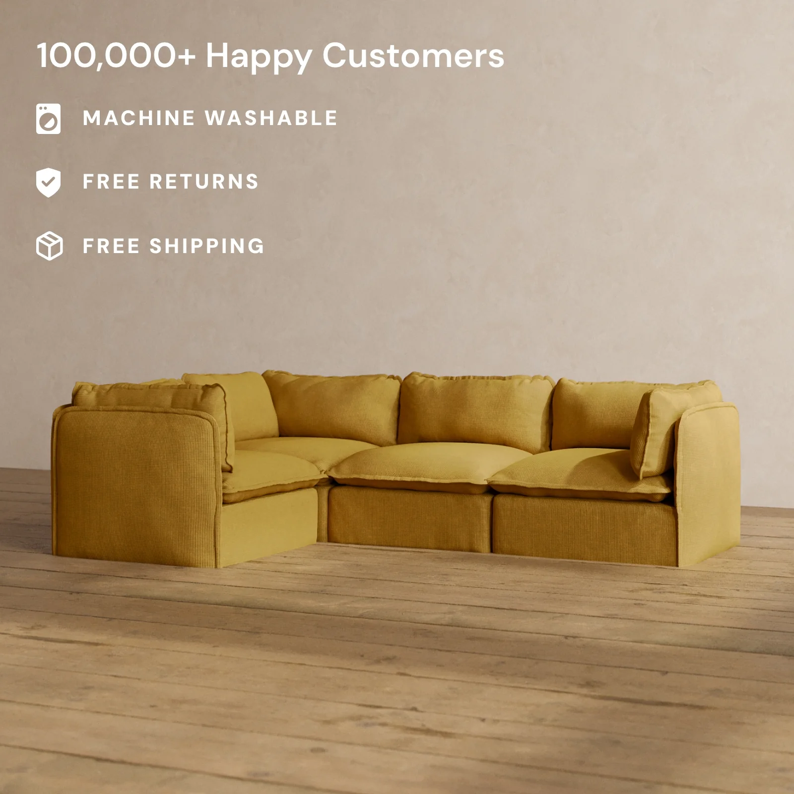 Slipcover Only - Modular Washable 4-Seater Corner Sectional in Kiiro - Image 2