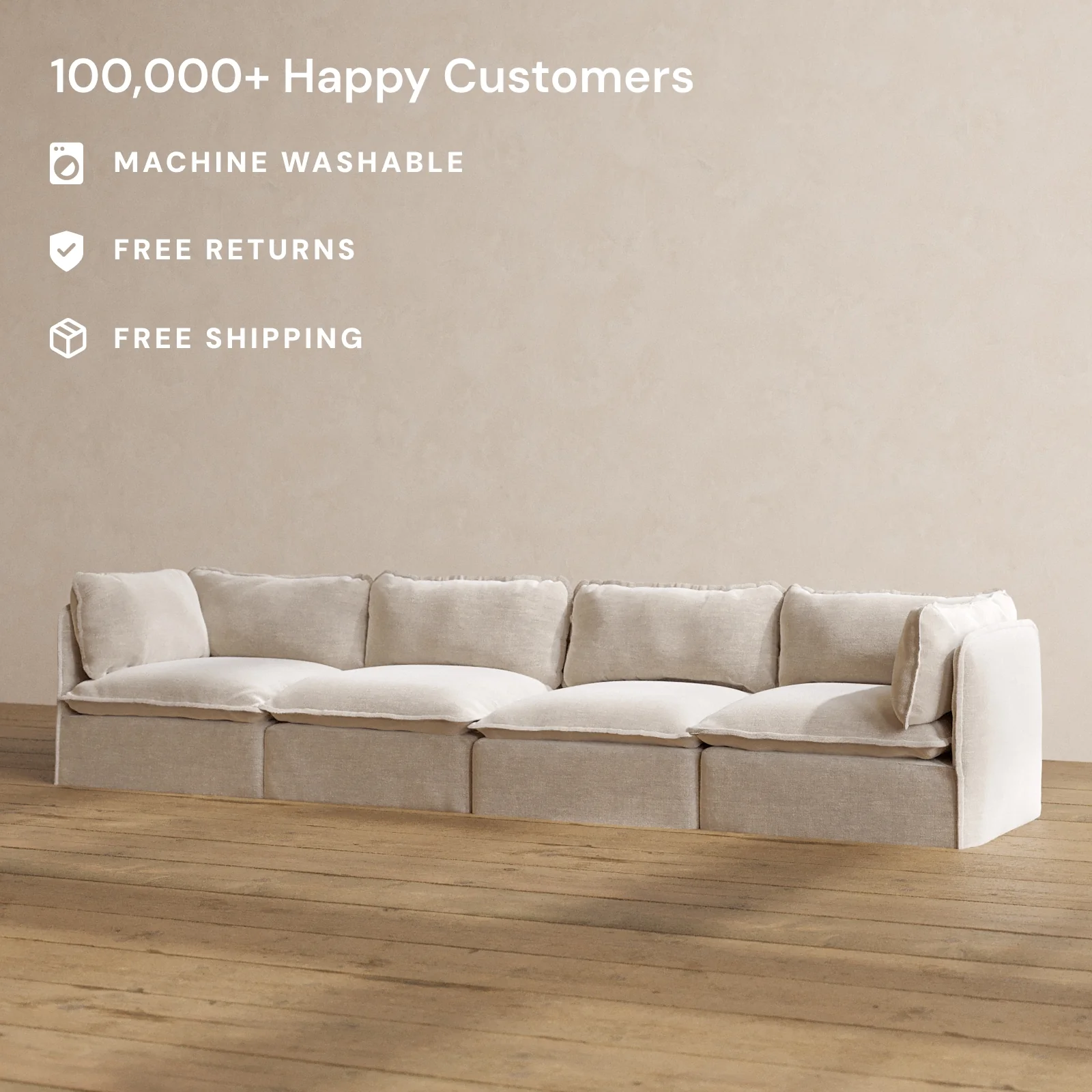 Slipcover Only - Modular Washable 4-Seater in Mist - Image 2