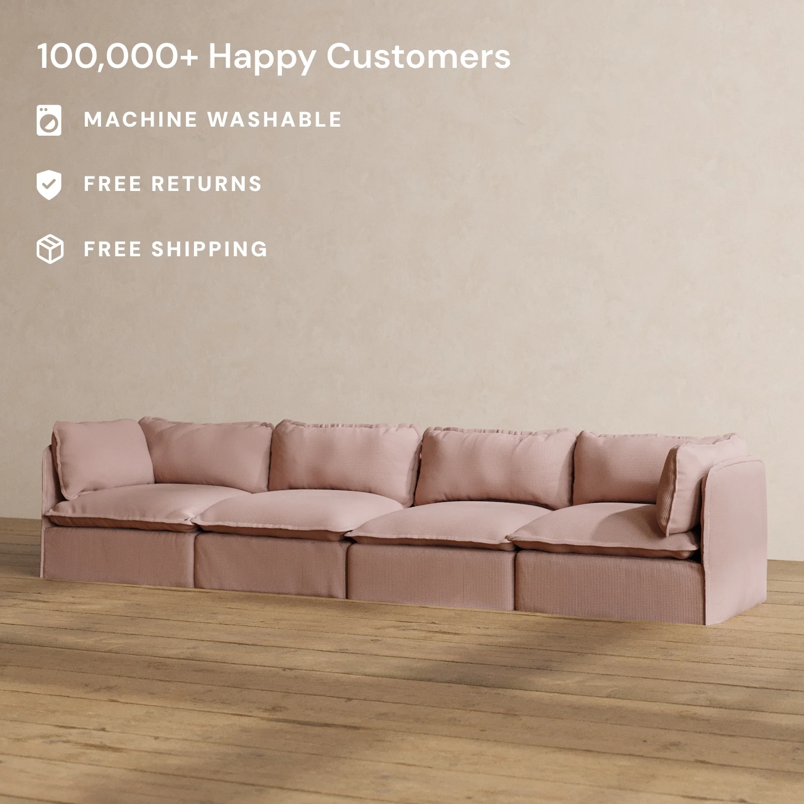 Slipcover Only - Modular Washable 4-Seater in Sakura - Image 2
