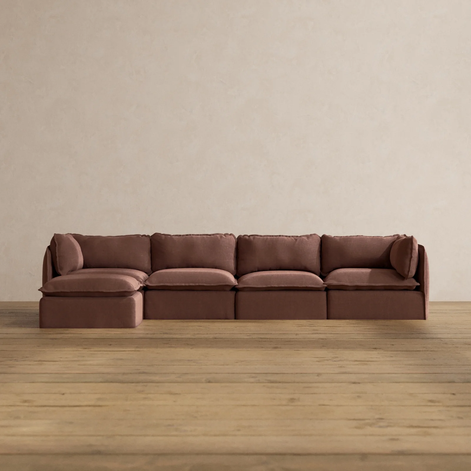 Slipcover Only - Modular Washable 4-Seater Sectional in Chestnut