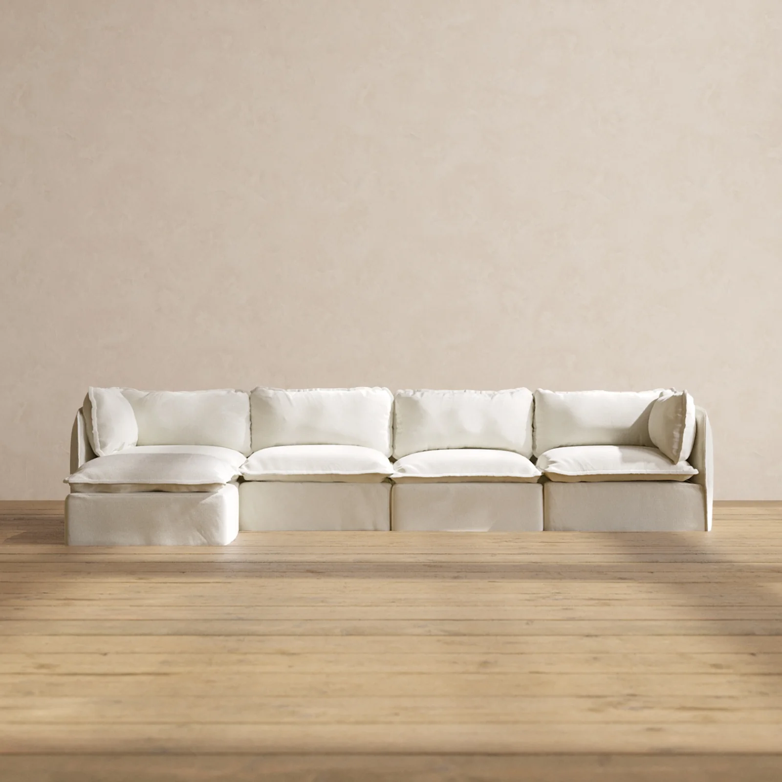 Slipcover Only - Modular Washable 4-Seater Sectional in Eggshell