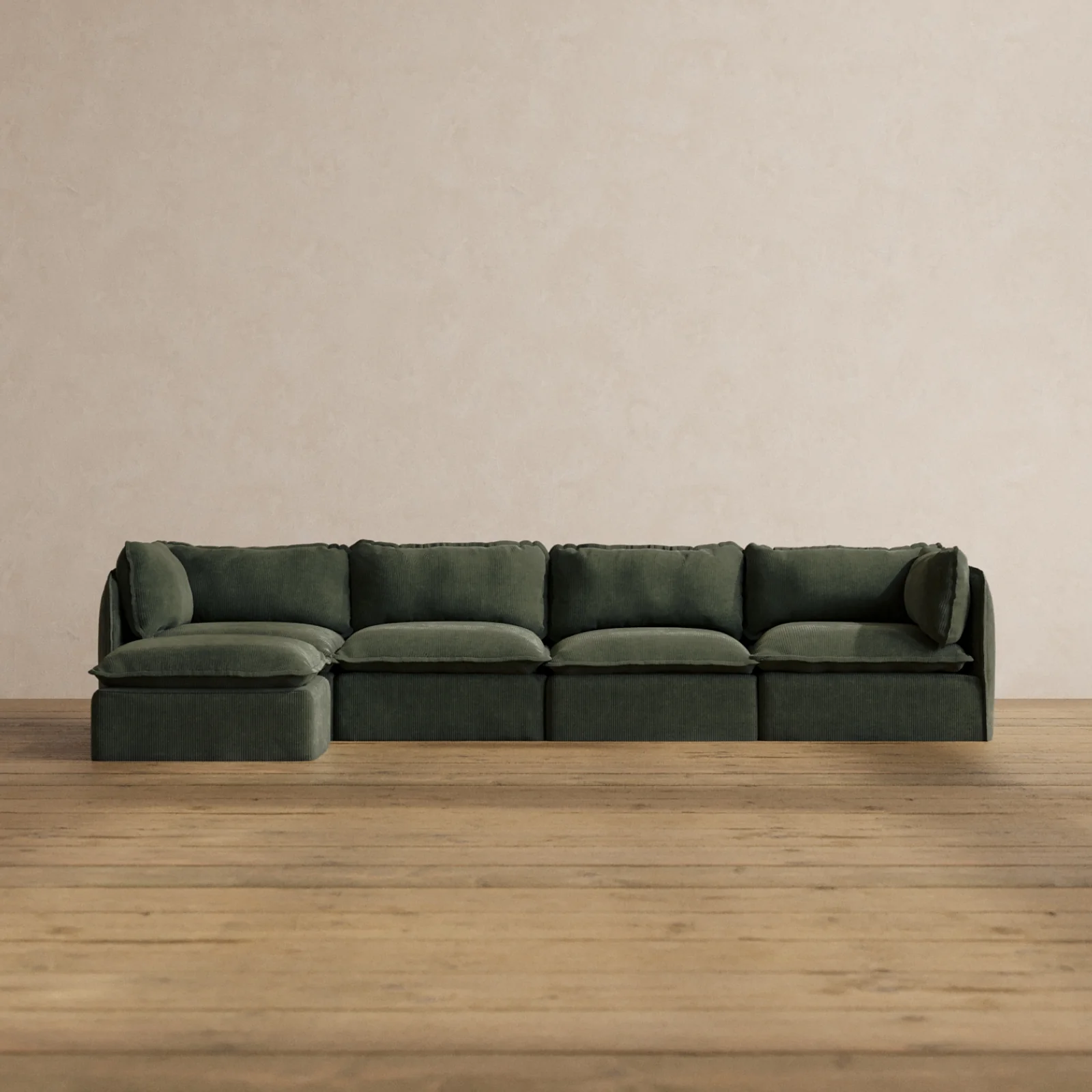 Slipcover Only - Modular Washable 4-Seater Sectional in Olivine