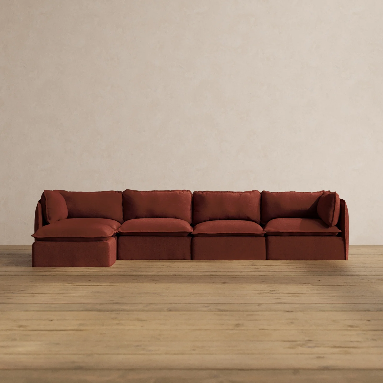 Slipcover Only - Modular Washable 4-Seater Sectional in Rust
