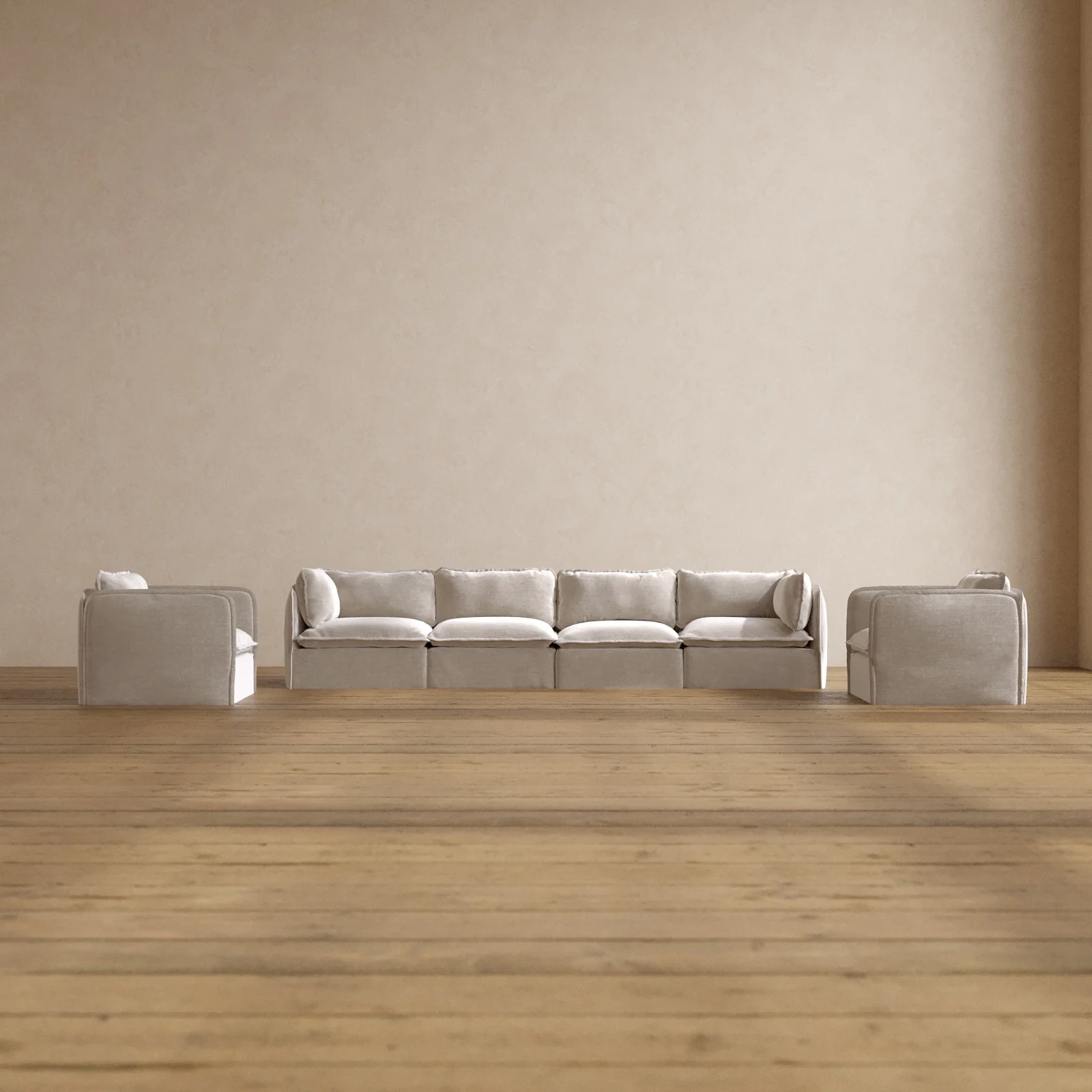 Slipcover Only - Modular Washable 4-Seater Sofa + Armchair Set in Mist