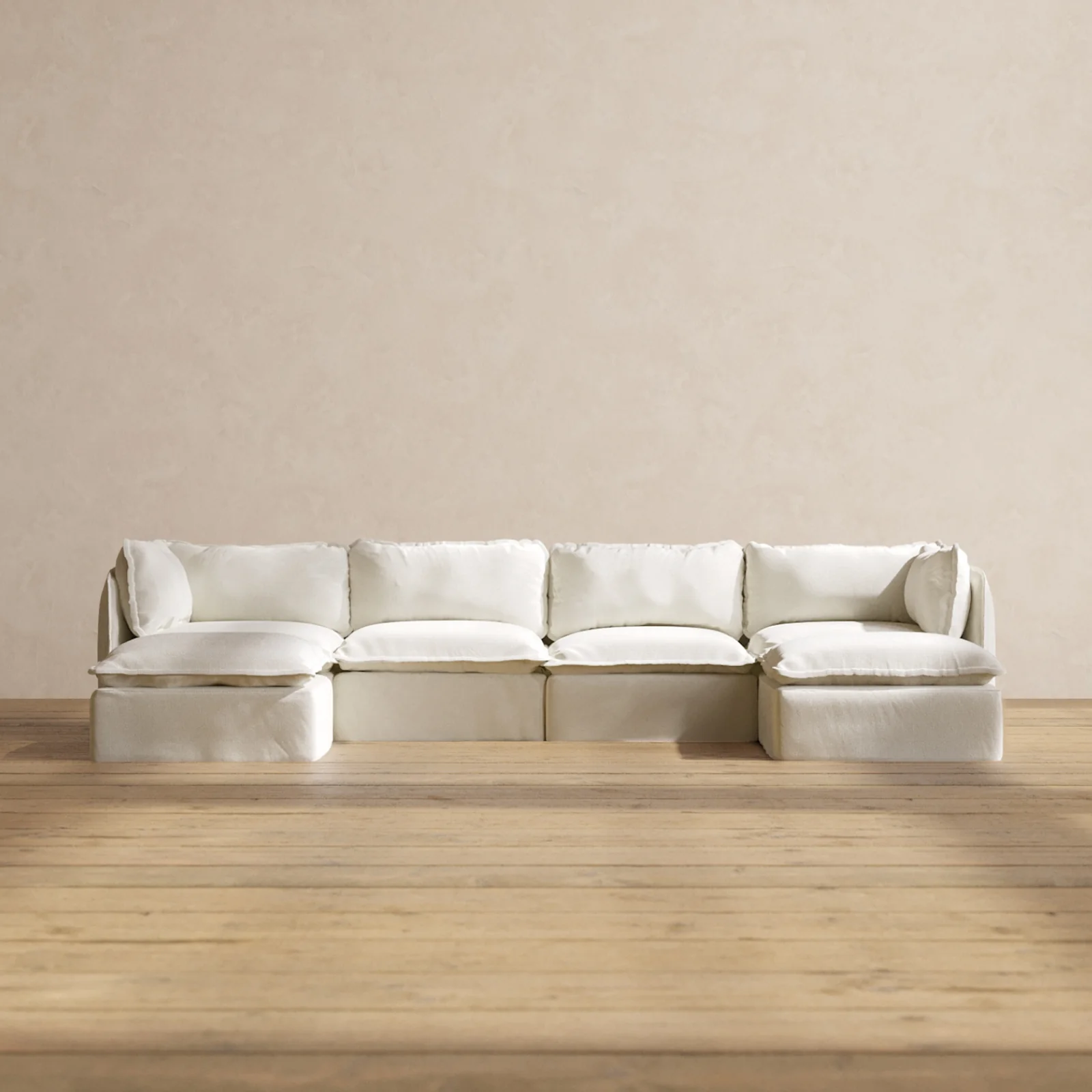Slipcover Only - Modular Washable 4-Seater U-Sectional in Eggshell