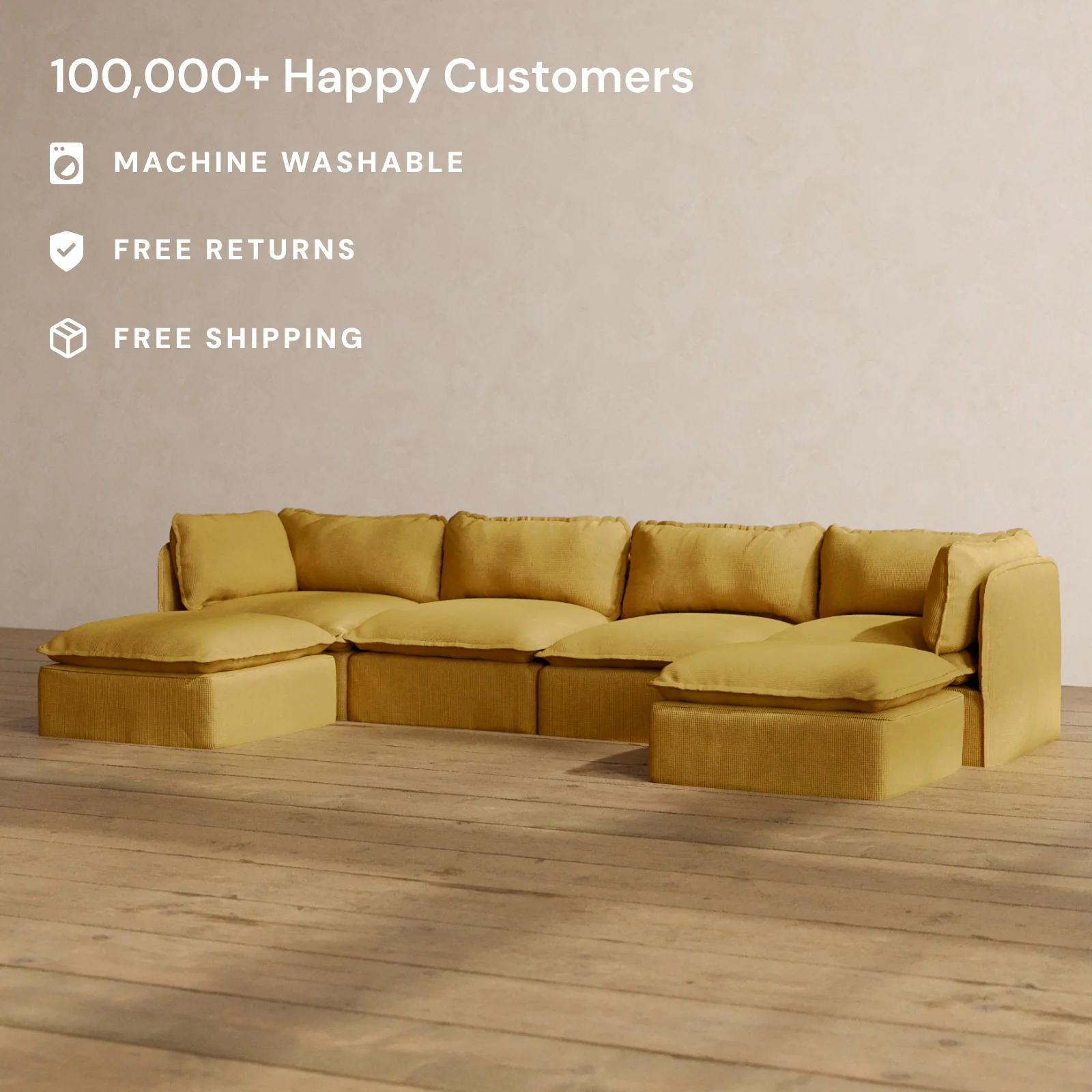 Slipcover Only - Modular Washable 4-Seater U-Sectional in Kiiro - Image 2