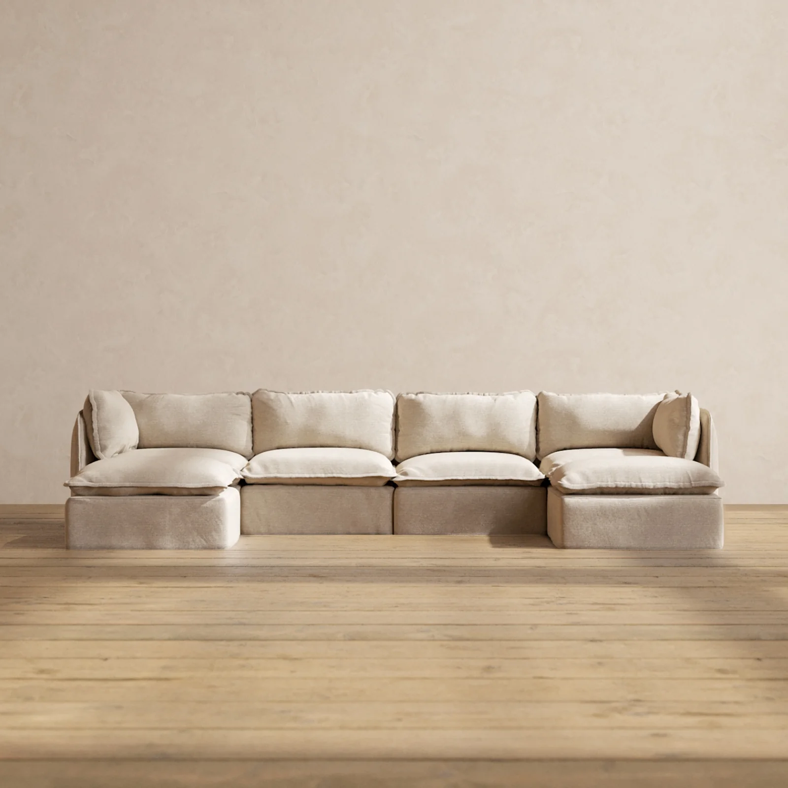 Slipcover Only - Modular Washable 4-Seater U-Sectional in Oat