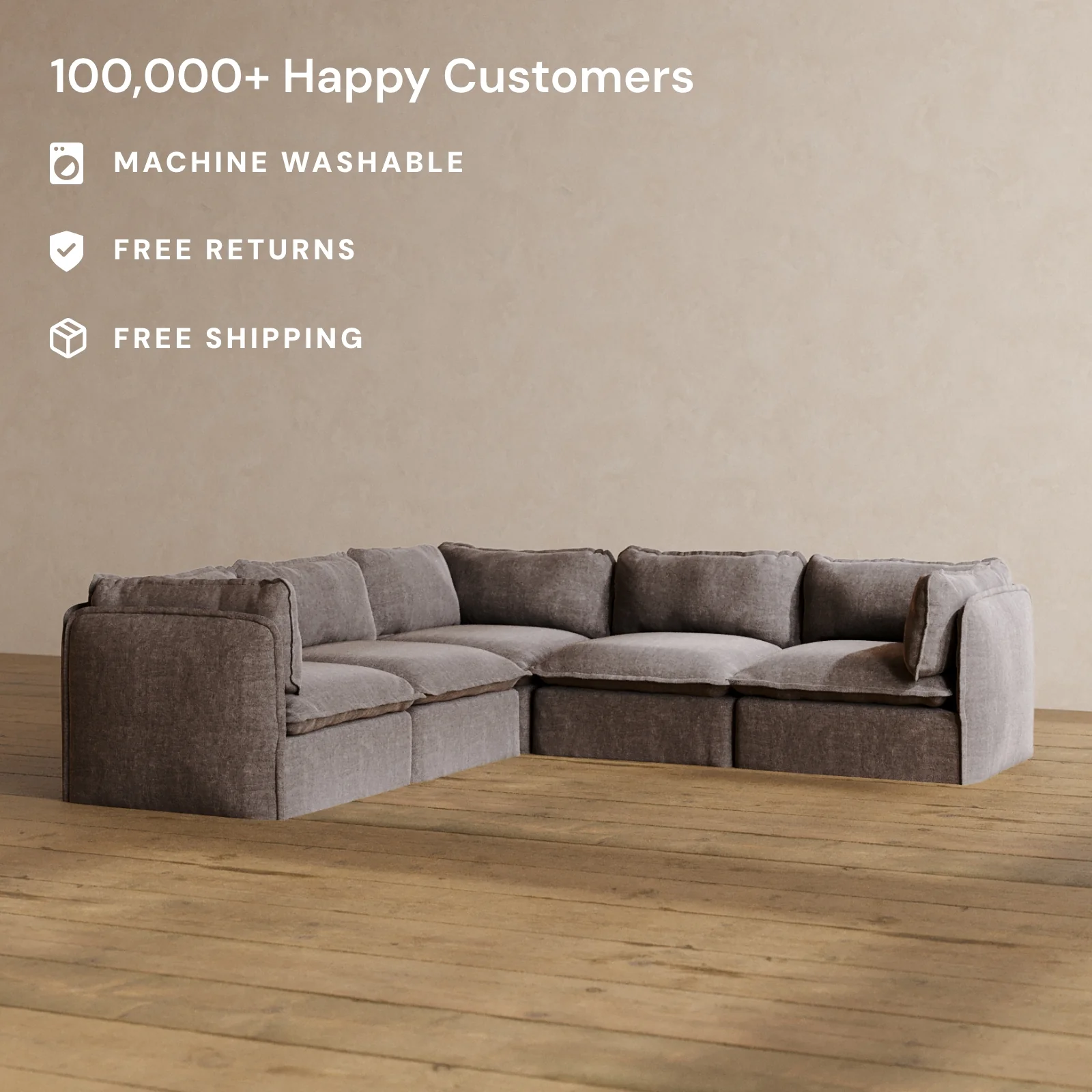 Slipcover Only - Modular Washable 5-Seater Corner Sectional in Caviar - Image 2