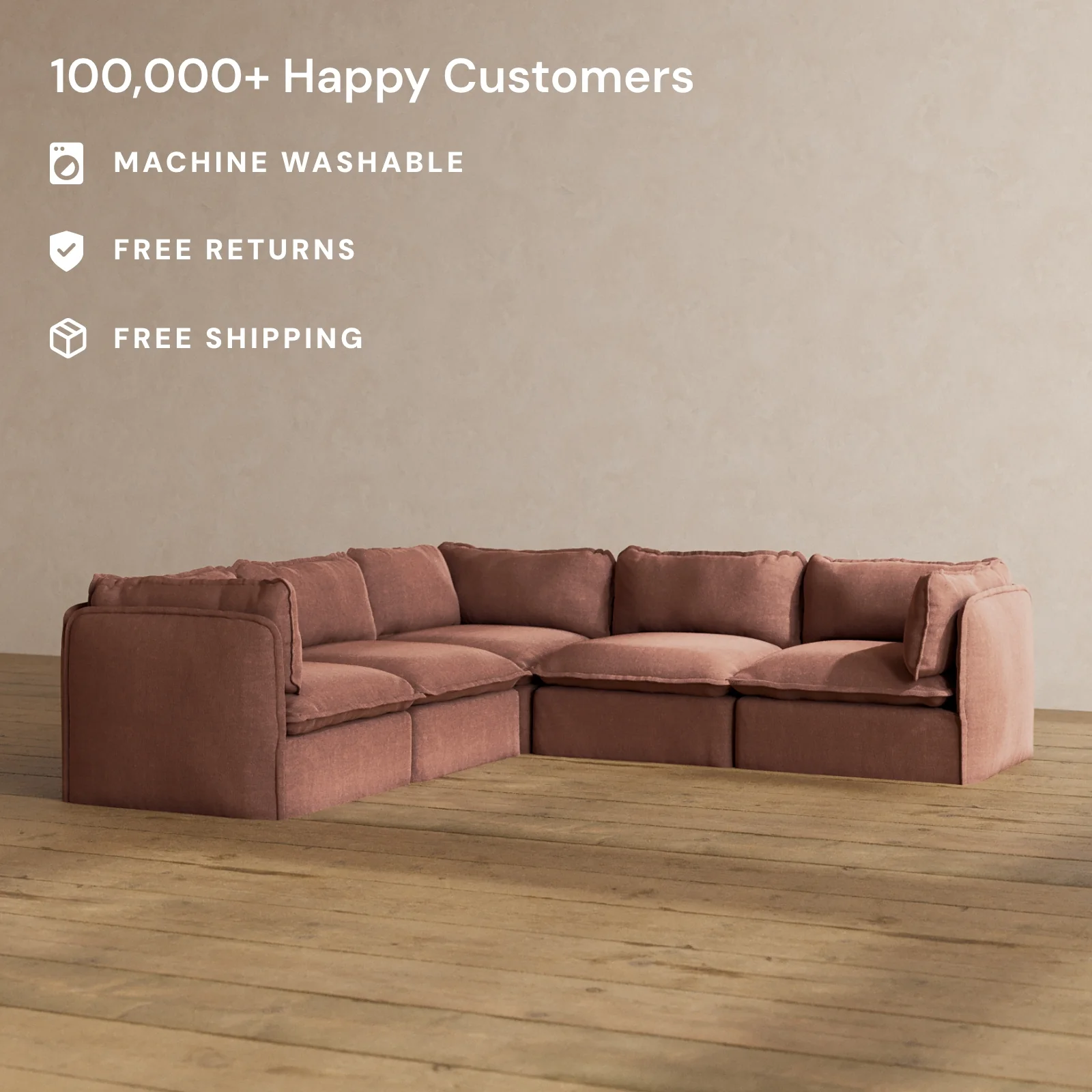 Slipcover Only - Modular Washable 5-Seater Corner Sectional in Chestnut - Image 2