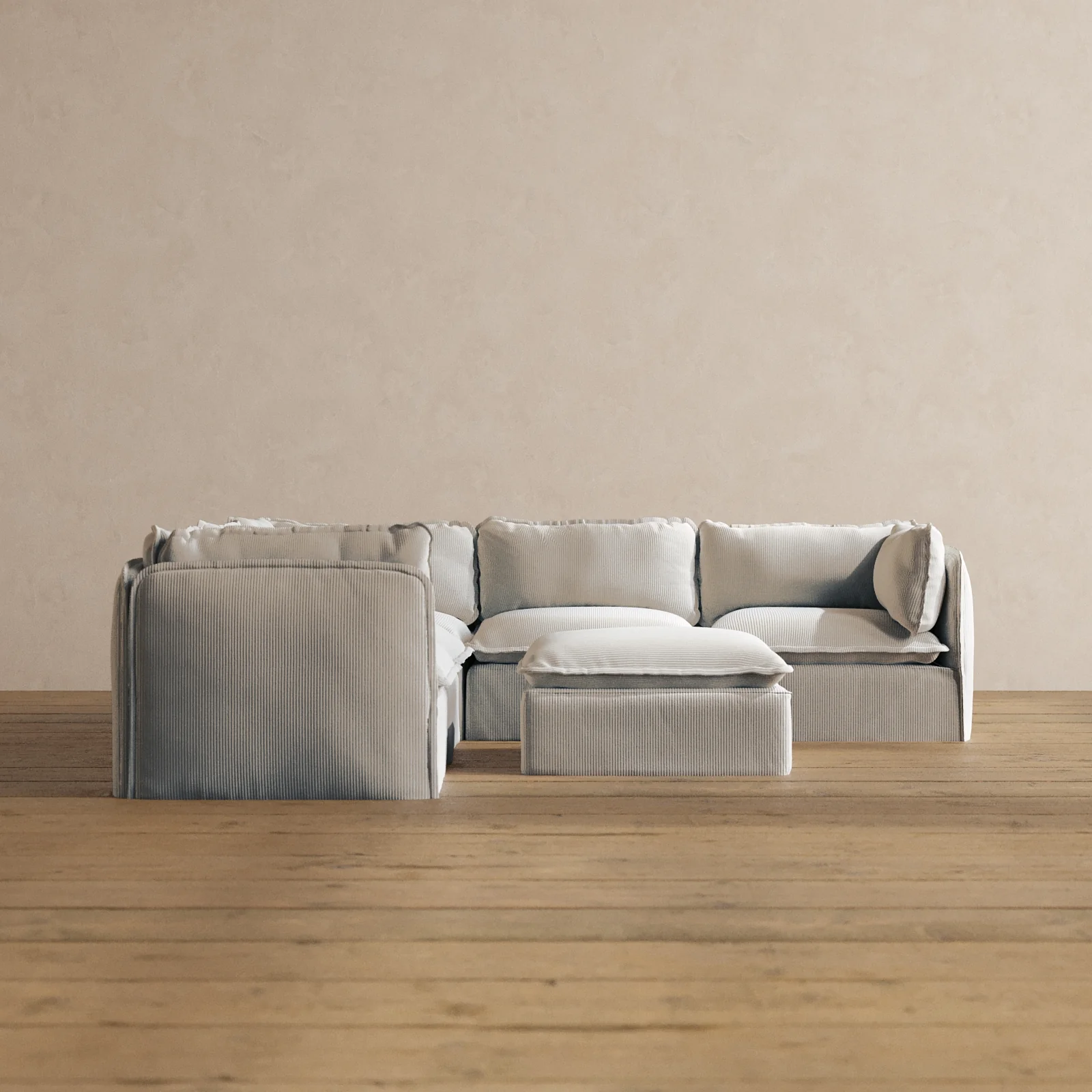 Slipcover Only - Modular Washable 5-Seater Corner Sectional + Ottoman in Milk