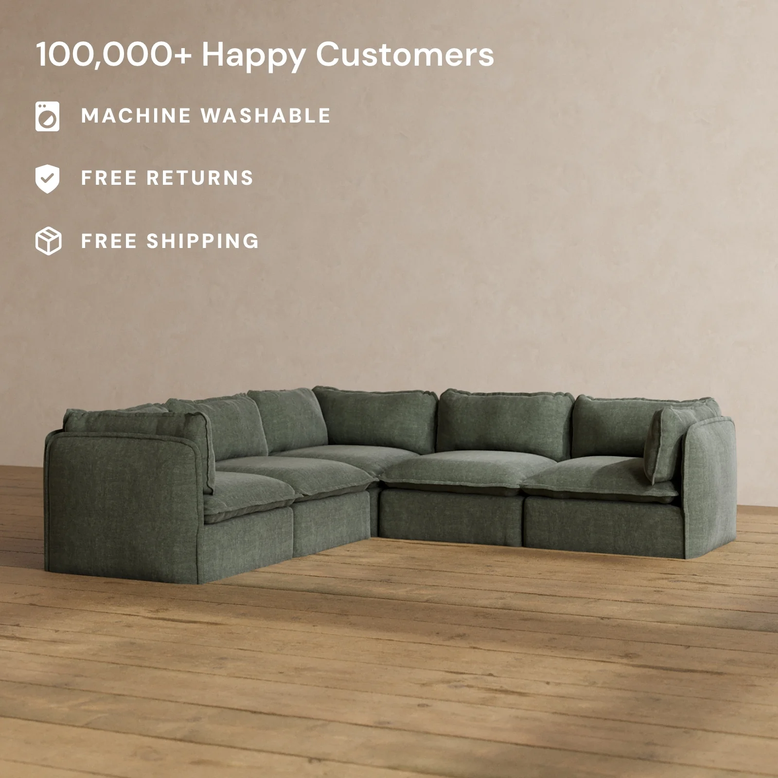 Slipcover Only - Modular Washable 5-Seater Corner Sectional in Willow - Image 2
