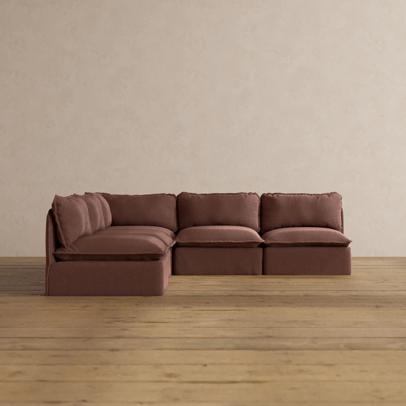 Slipcover Only - Modular Washable 5-Seater Open-Ends Corner Sectional in Chestnut