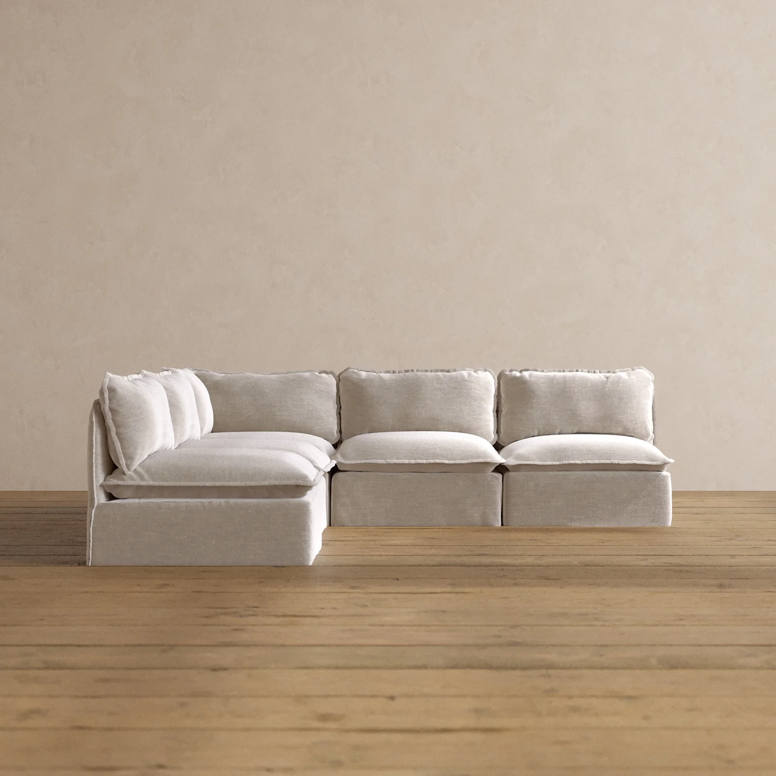 Slipcover Only - Modular Washable 5-Seater Open-Ends Corner Sectional in Mist