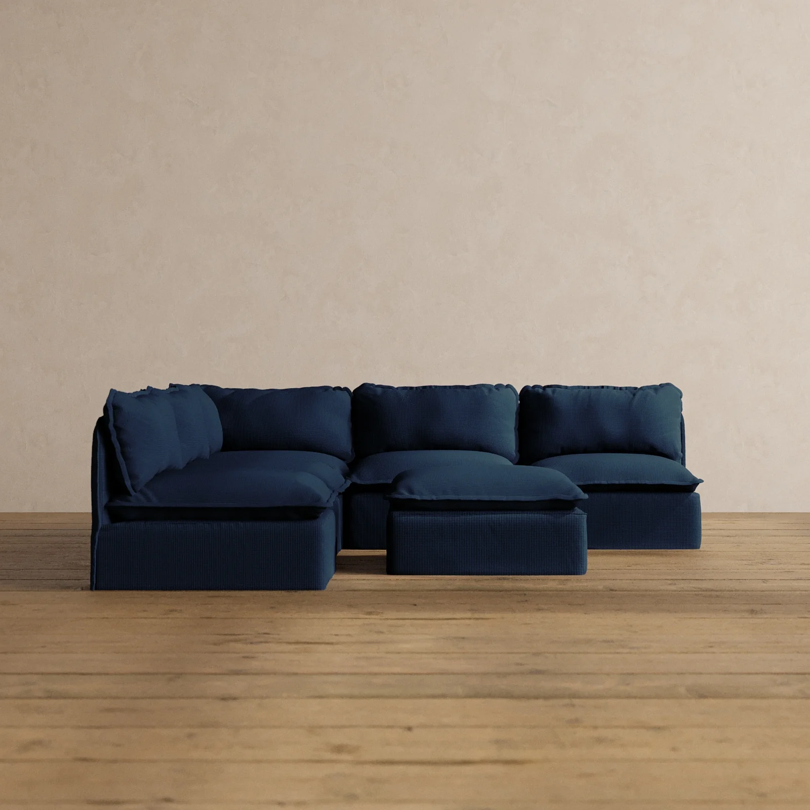 Slipcover Only - Modular Washable 5-Seater Open-Ends Corner Sectional + Ottoman in Sumi