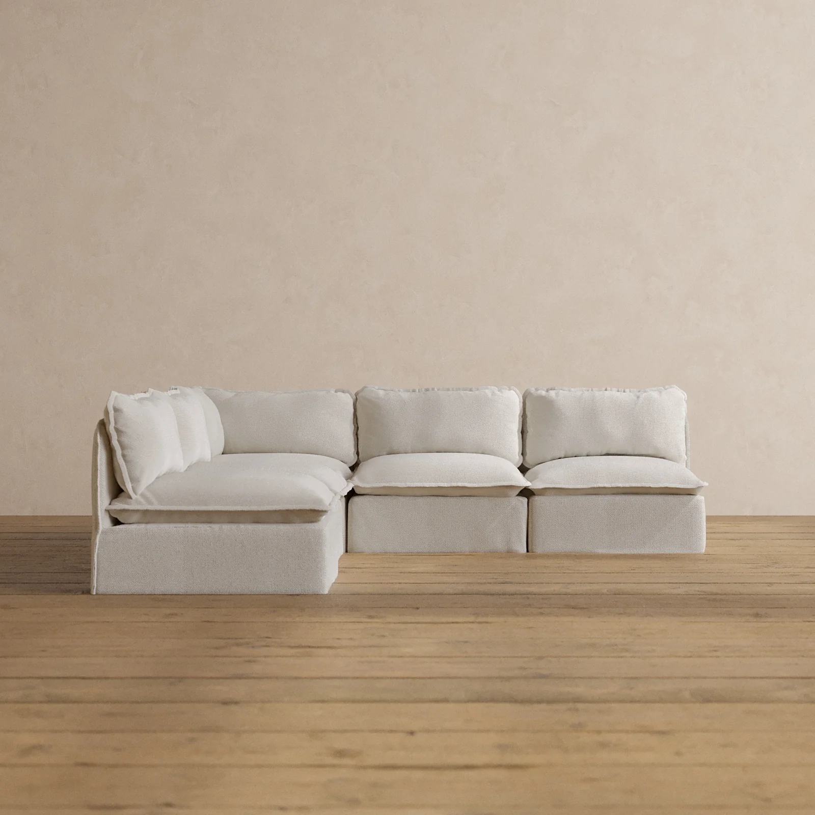 Slipcover Only - Modular Washable 5-Seater Open-Ends Corner Sectional in Powder