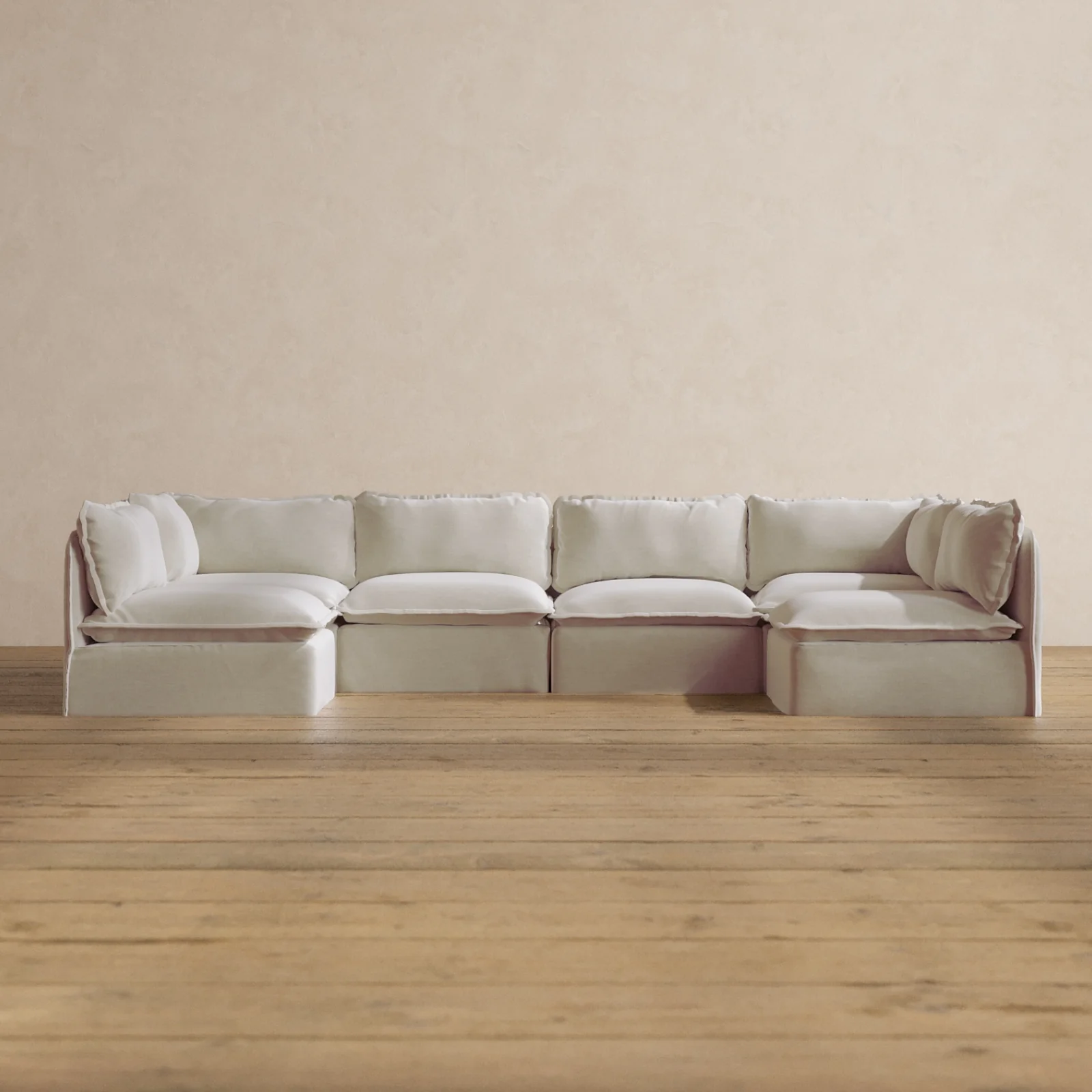 Slipcover Only - Modular Washable 6-Seater Open-Ends U-Sectional in Coco