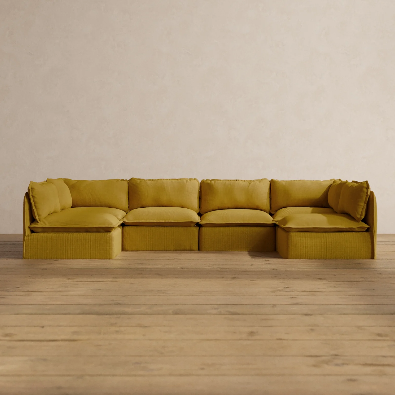 Slipcover Only - Modular Washable 6-Seater Open-Ends U-Sectional in Kiiro