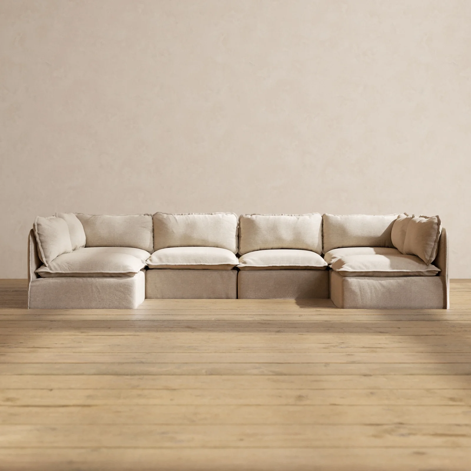Slipcover Only - Modular Washable 6-Seater Open-Ends U-Sectional in Oat