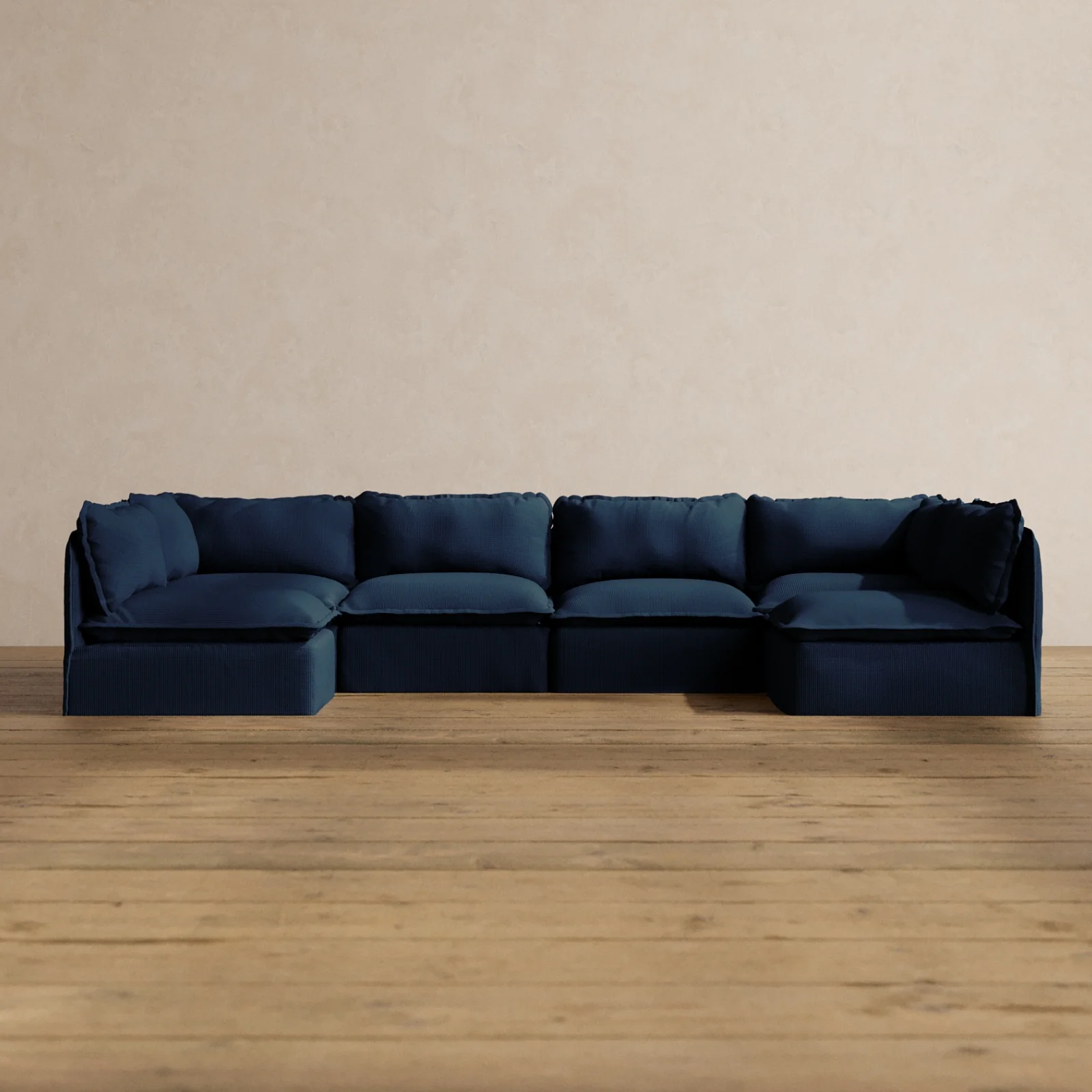 Slipcover Only - Modular Washable 6-Seater Open-Ends U-Sectional in Sumi