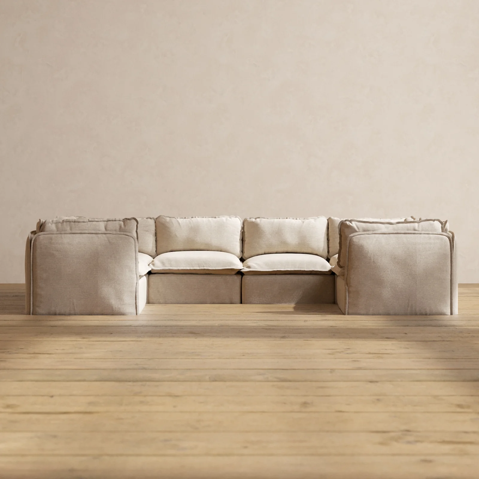 Slipcover Only - Modular Washable 6-Seater U-Sectional in Oat