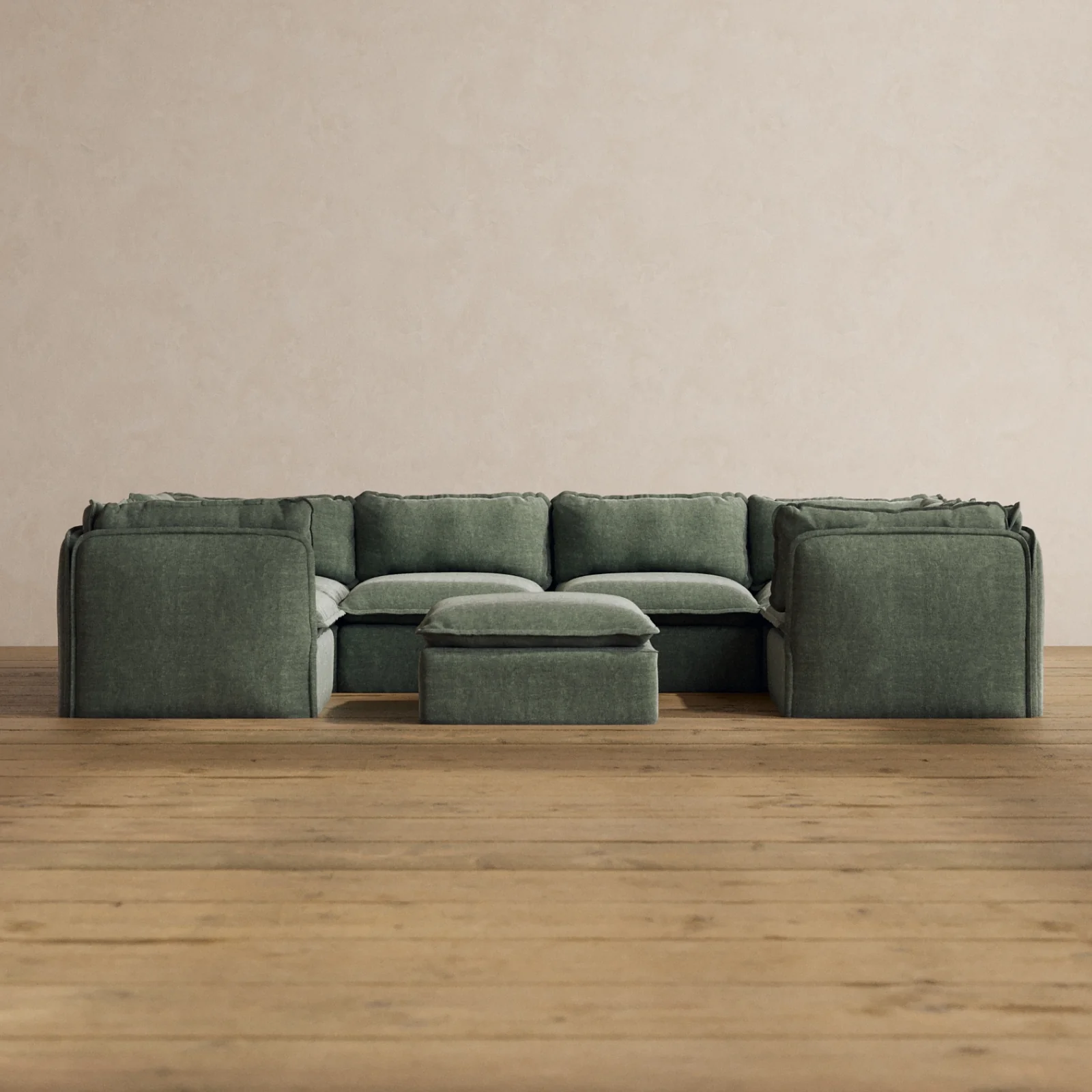Slipcover Only - Modular Washable 6-Seater U-Sectional + Ottoman in Willow