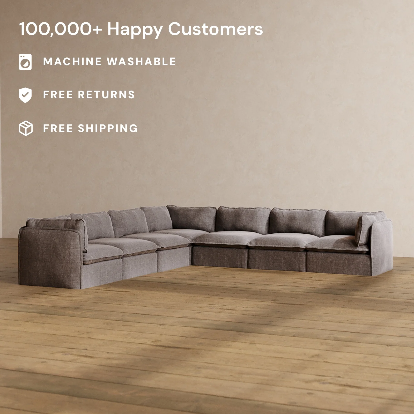 Slipcover Only - Modular Washable 7-Seater Corner Sectional in Caviar - Image 2