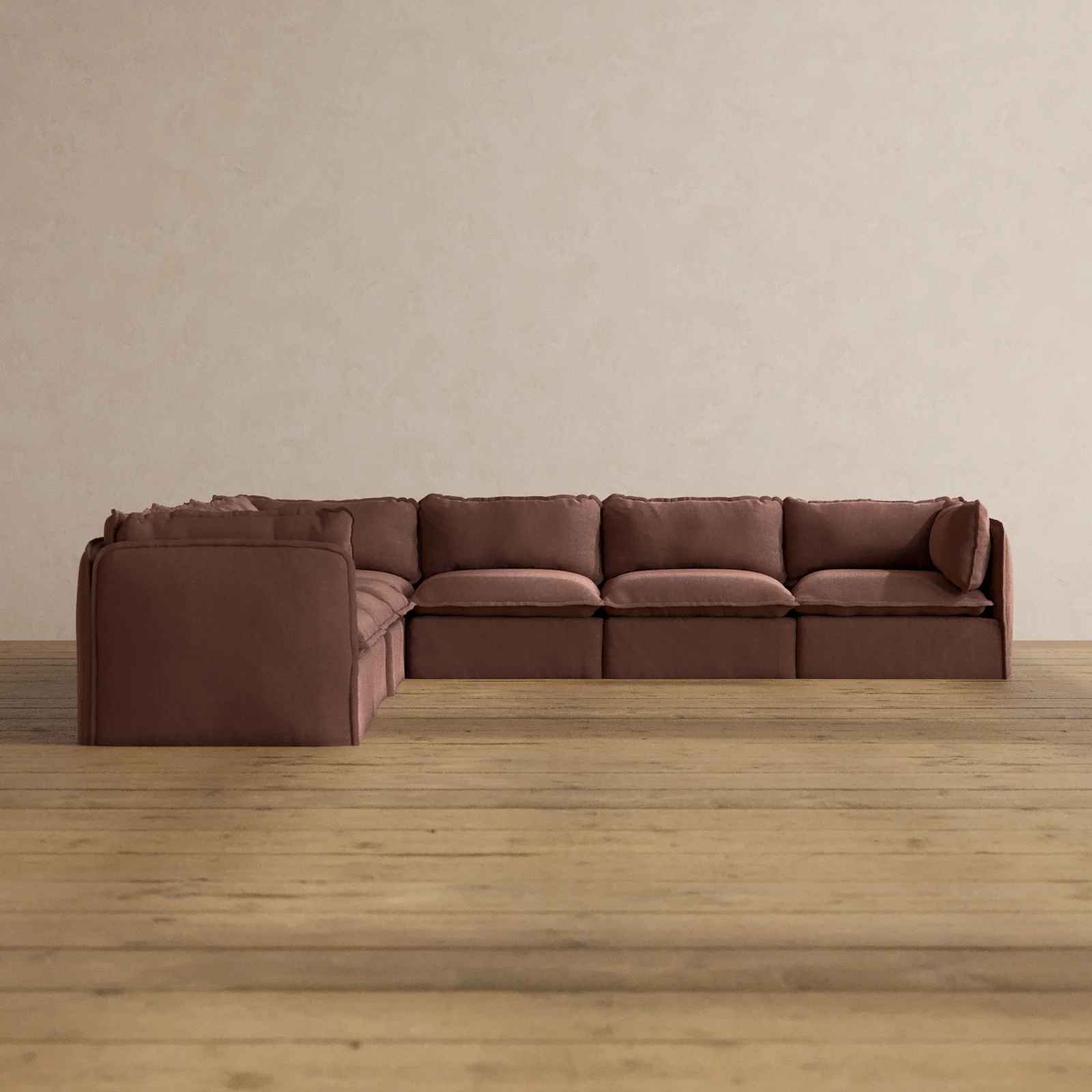 Slipcover Only - Modular Washable 7-Seater Corner Sectional in Chestnut