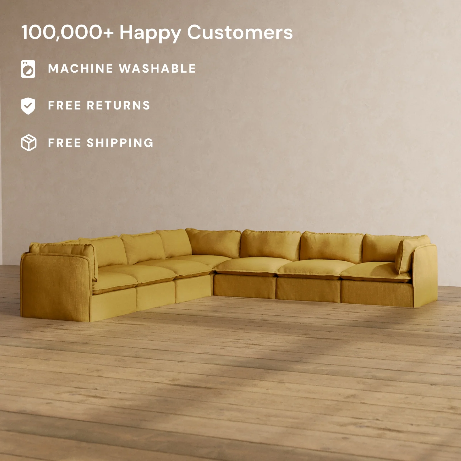 Slipcover Only - Modular Washable 7-Seater Corner Sectional in Kiiro - Image 2