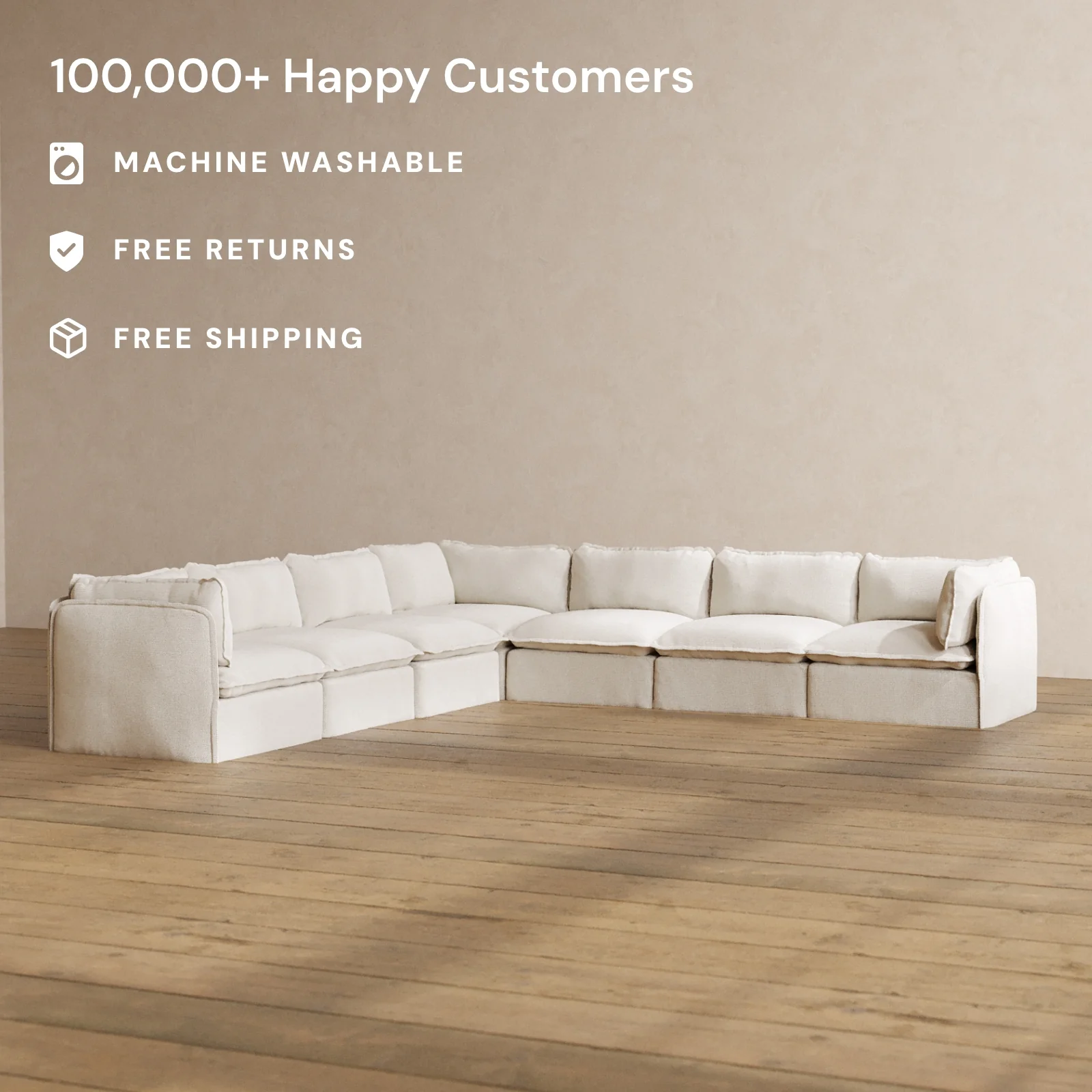 Slipcover Only - Modular Washable 7-Seater Corner Sectional in Powder - Image 2