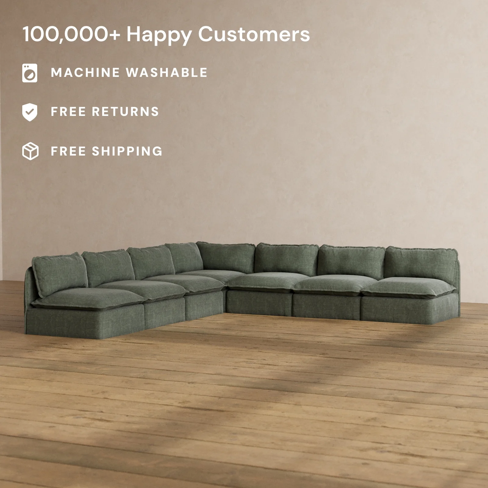 Slipcover Only - Modular Washable 7-Seater Open-Ends Corner Sectional in Willow - Image 2
