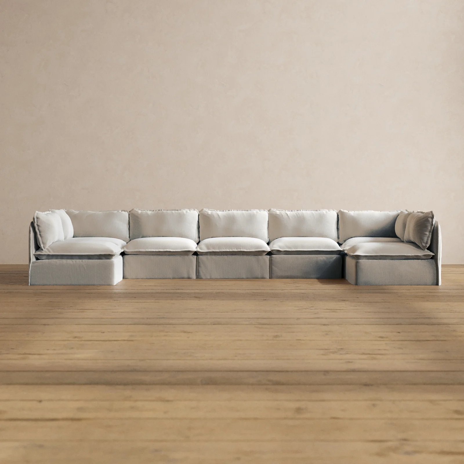 Slipcover Only - Modular Washable 7-Seater Open-Ends U-Sectional in Milk