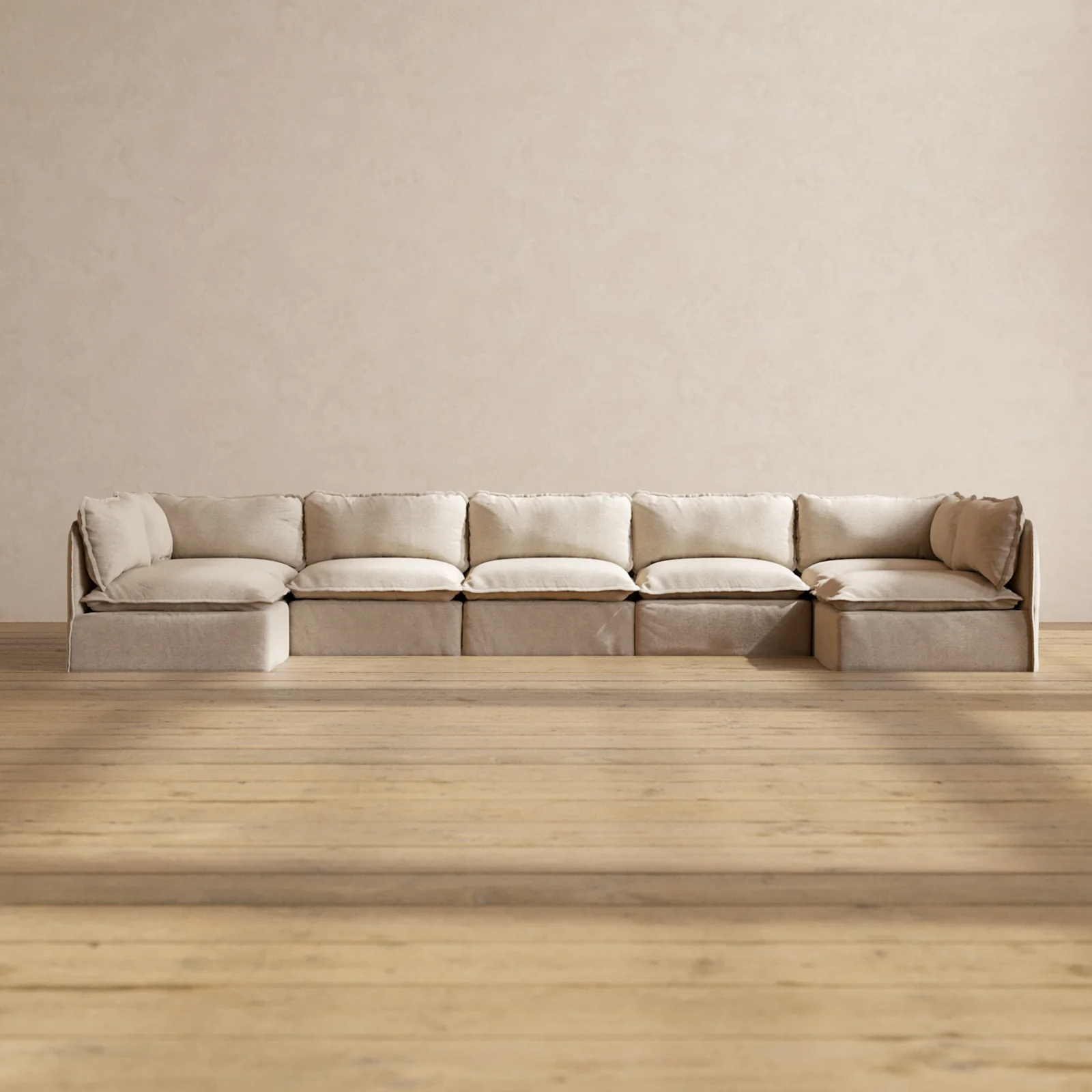Slipcover Only - Modular Washable 7-Seater Open-Ends U-Sectional in Oat
