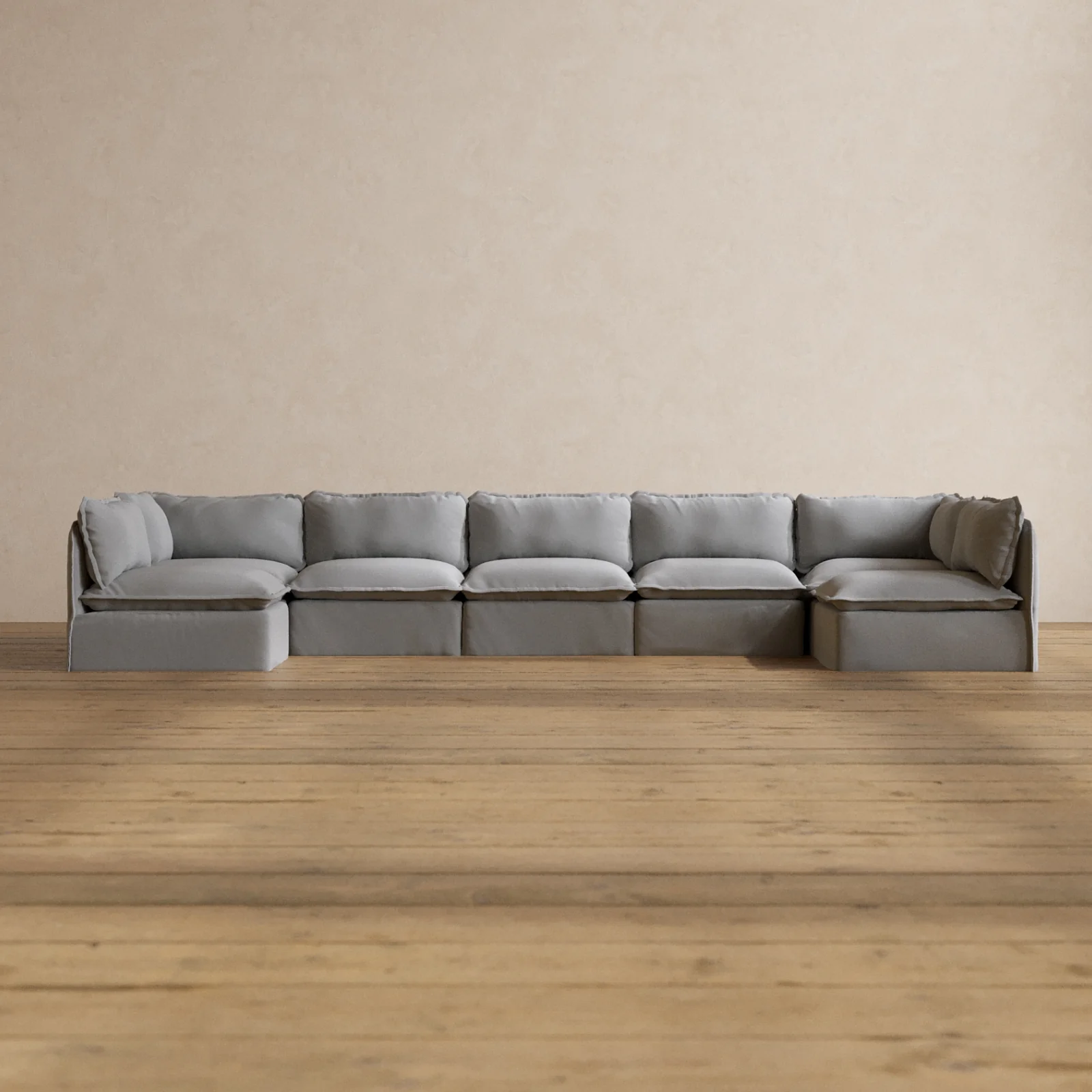 Slipcover Only - Modular Washable 7-Seater Open-Ends U-Sectional in Pumice
