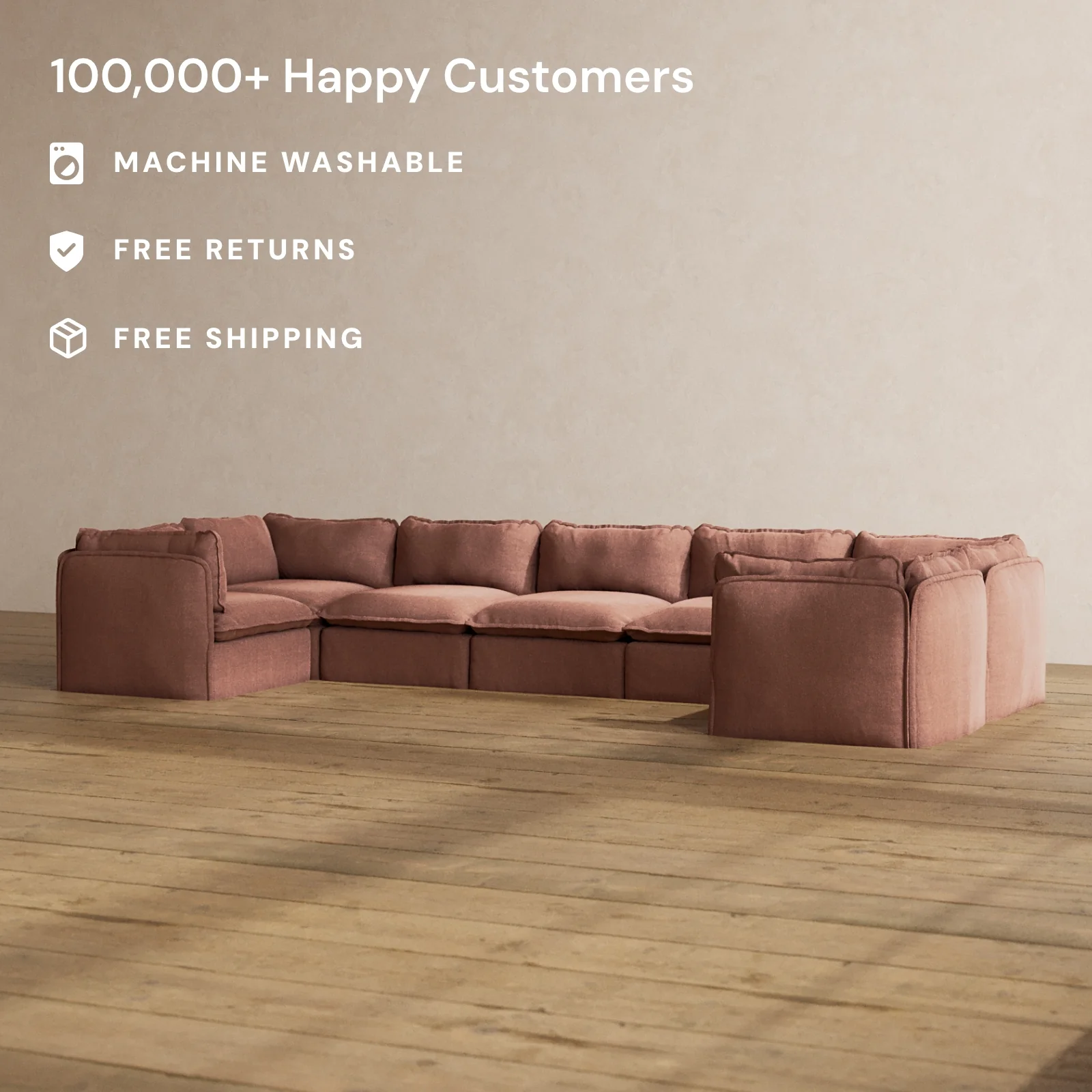 Slipcover Only - Modular Washable 7-Seater U-Sectional in Chestnut - Image 2