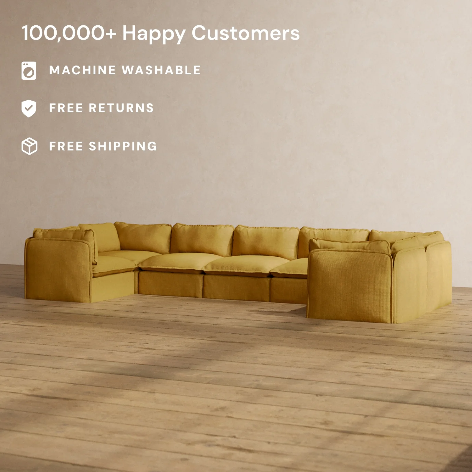 Slipcover Only - Modular Washable 7-Seater U-Sectional in Kiiro - Image 2