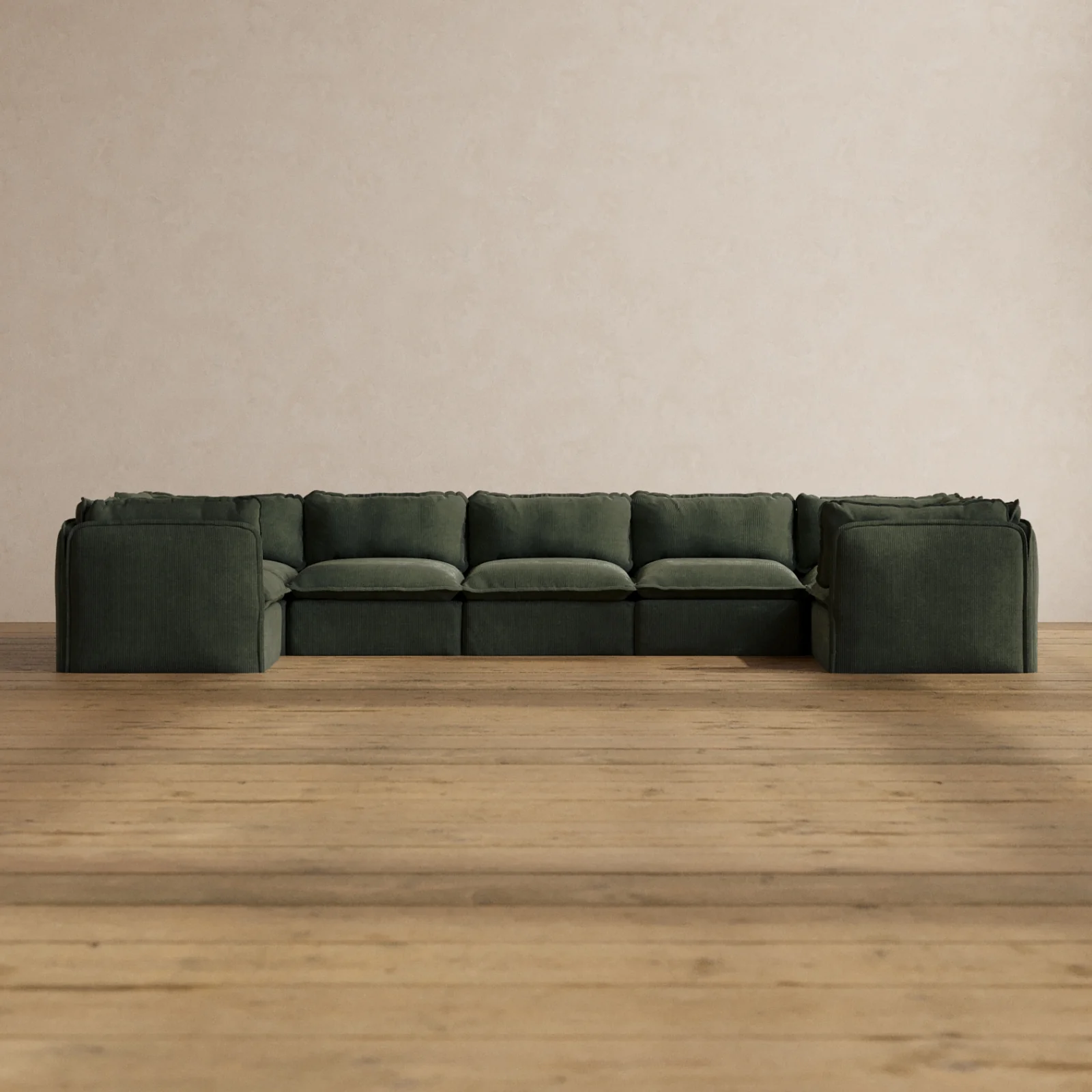 Slipcover Only - Modular Washable 7-Seater U-Sectional in Olivine