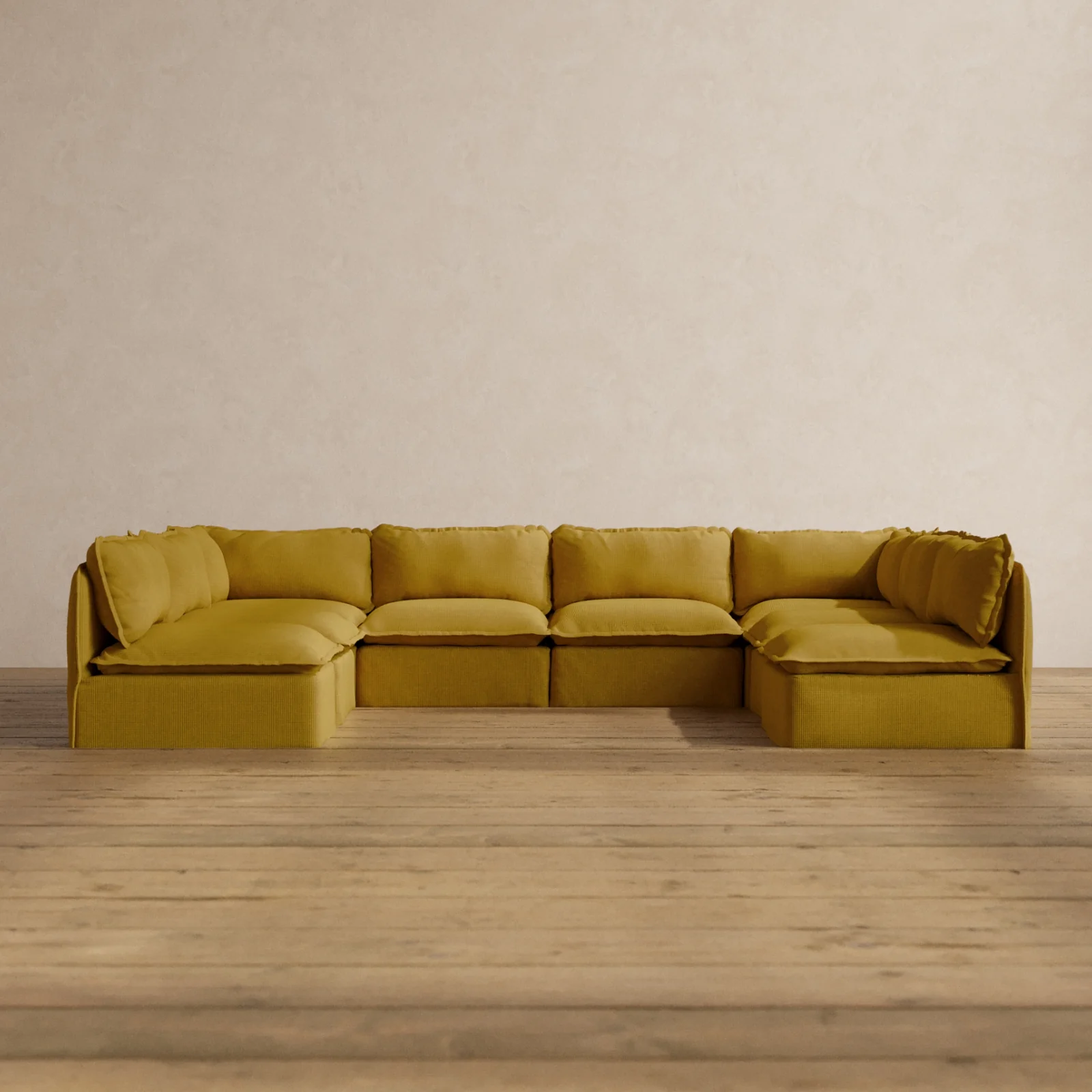 Slipcover Only - Modular Washable 8-Seater Open-Ends U-Sectional in Kiiro
