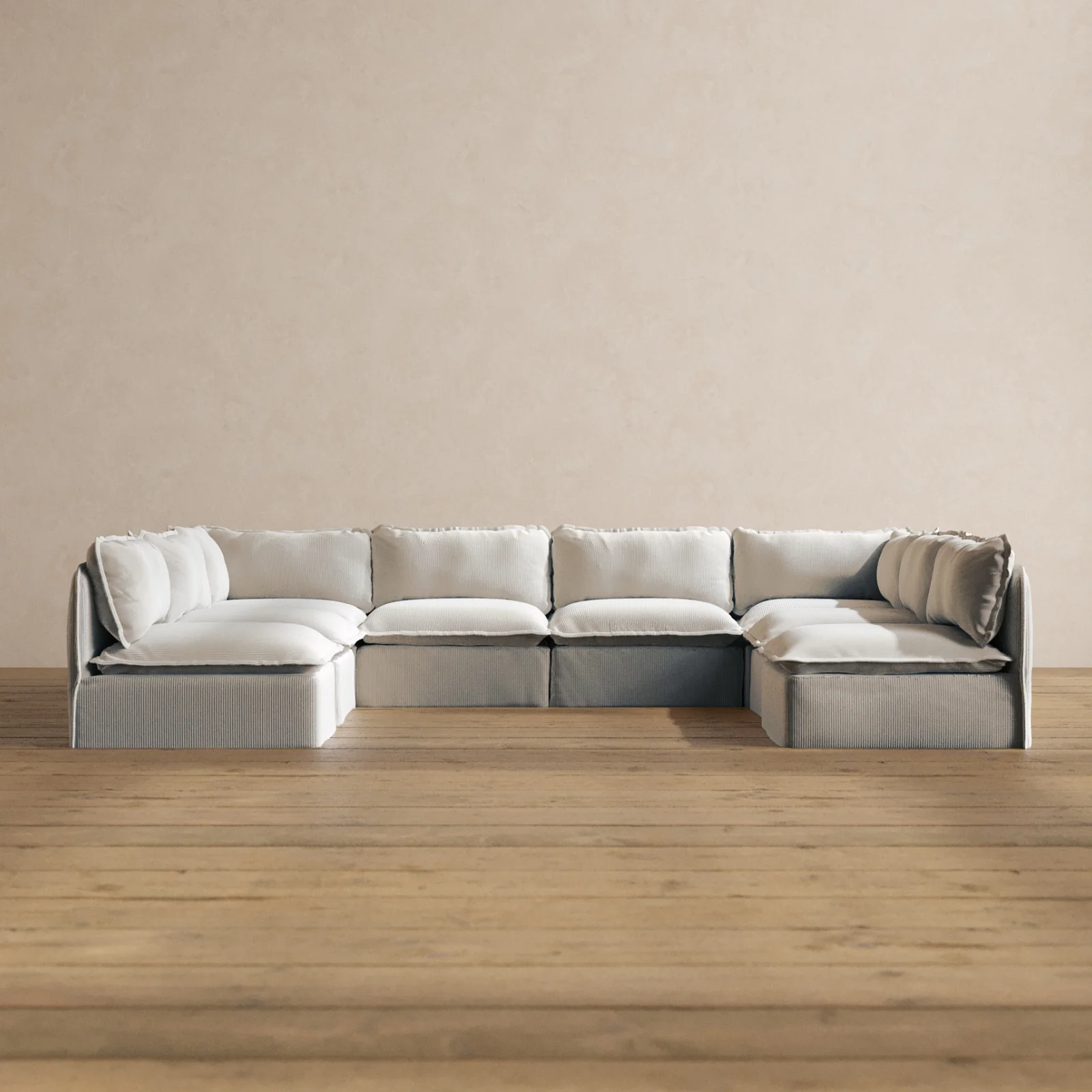 Slipcover Only - Modular Washable 8-Seater Open-Ends U-Sectional in Milk