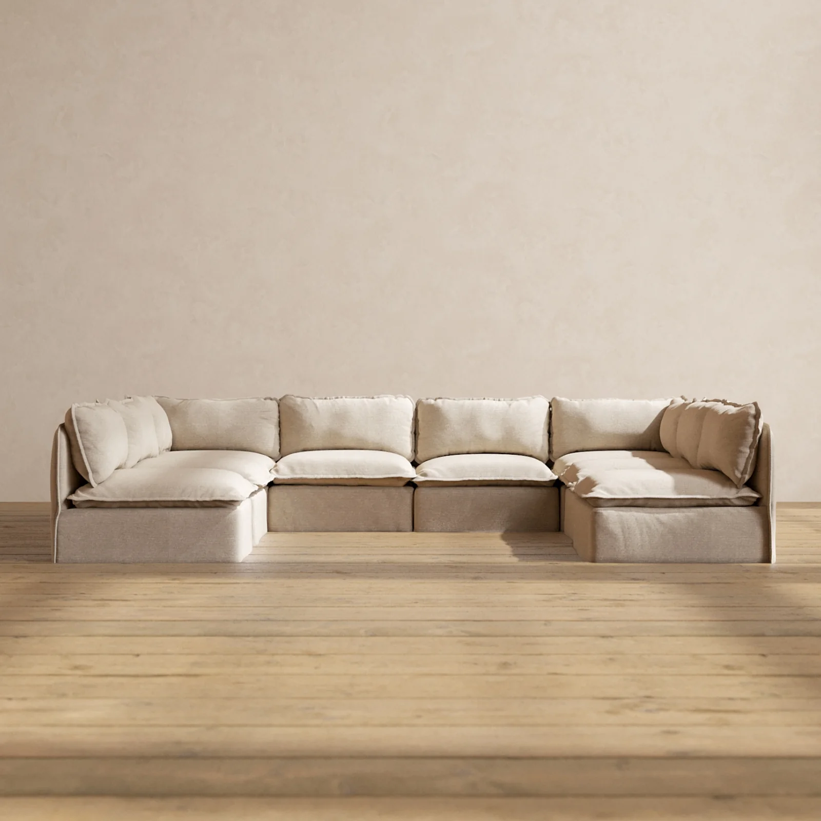Slipcover Only - Modular Washable 8-Seater Open-Ends U-Sectional in Oat